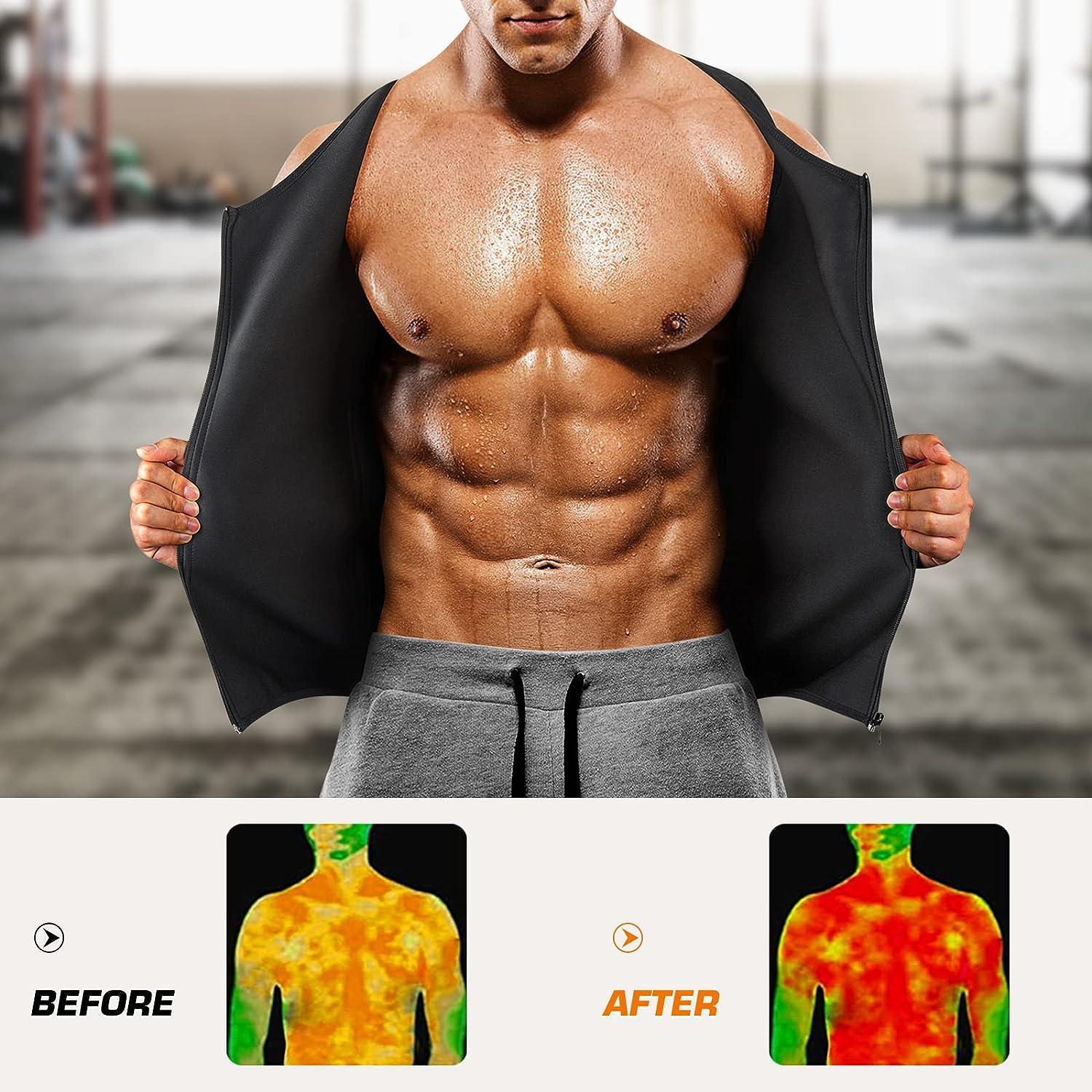  Men Hot Neoprene Waist Trainer Vest Workout Sauna Suit Smooth  Zipper Tank Top Weight Loss Corset Body Shaper Gym Sweat Shirt : Sports &  Outdoors