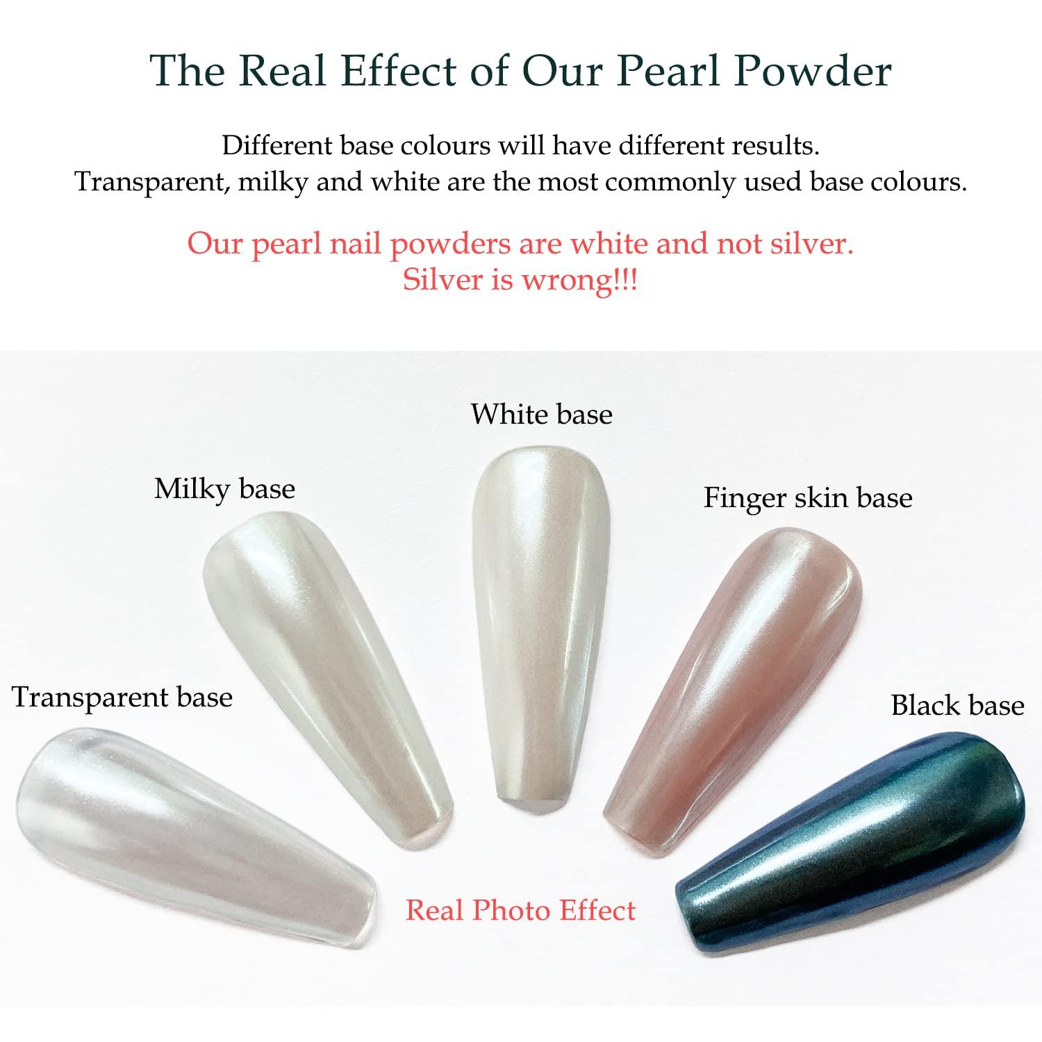 White Pearl Chrome Nail Powder - Aurora Ice Shimmer Nail Powder