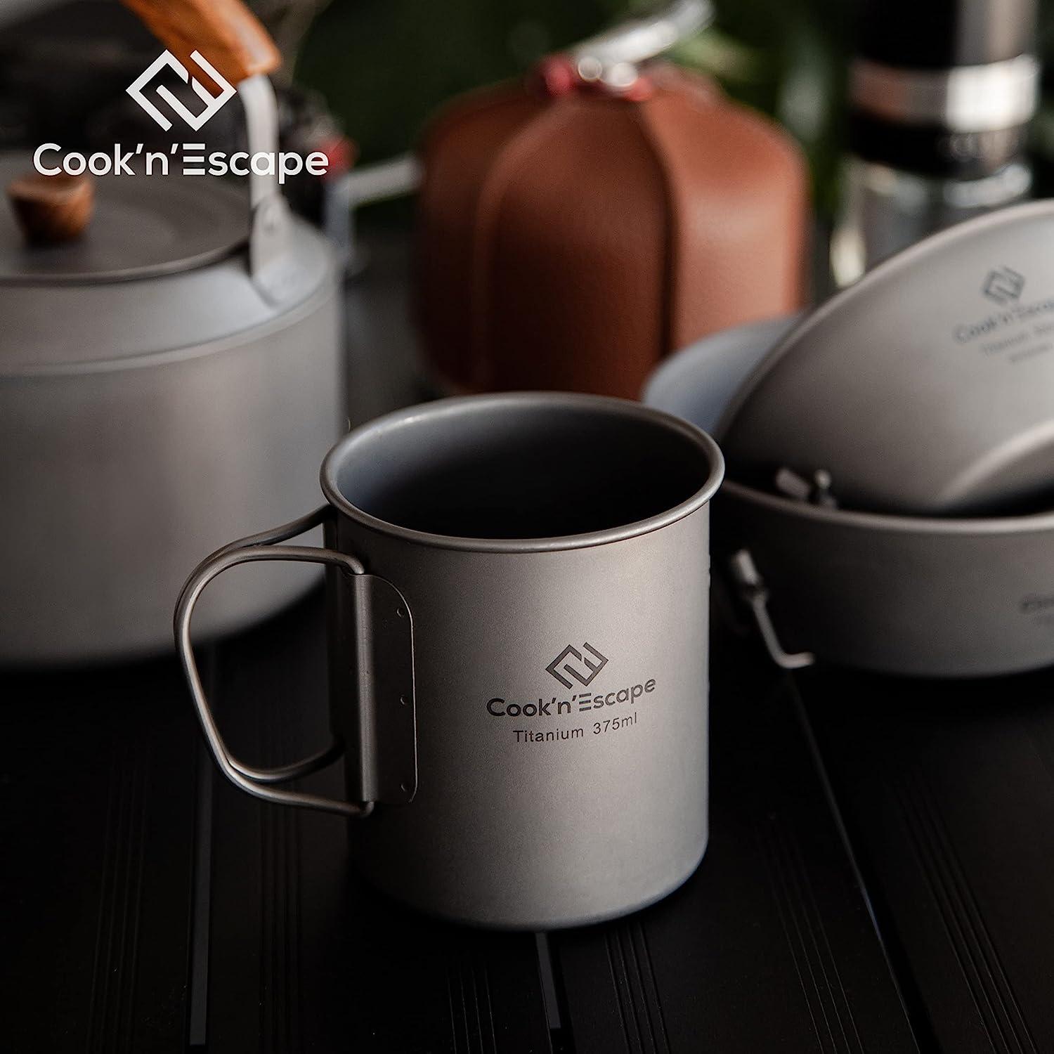 COOK'N'ESCAPE Titanium Coffee Cup Outdoor Camping Hiking Titanium Mug  Multifunctional Coffee Pot
