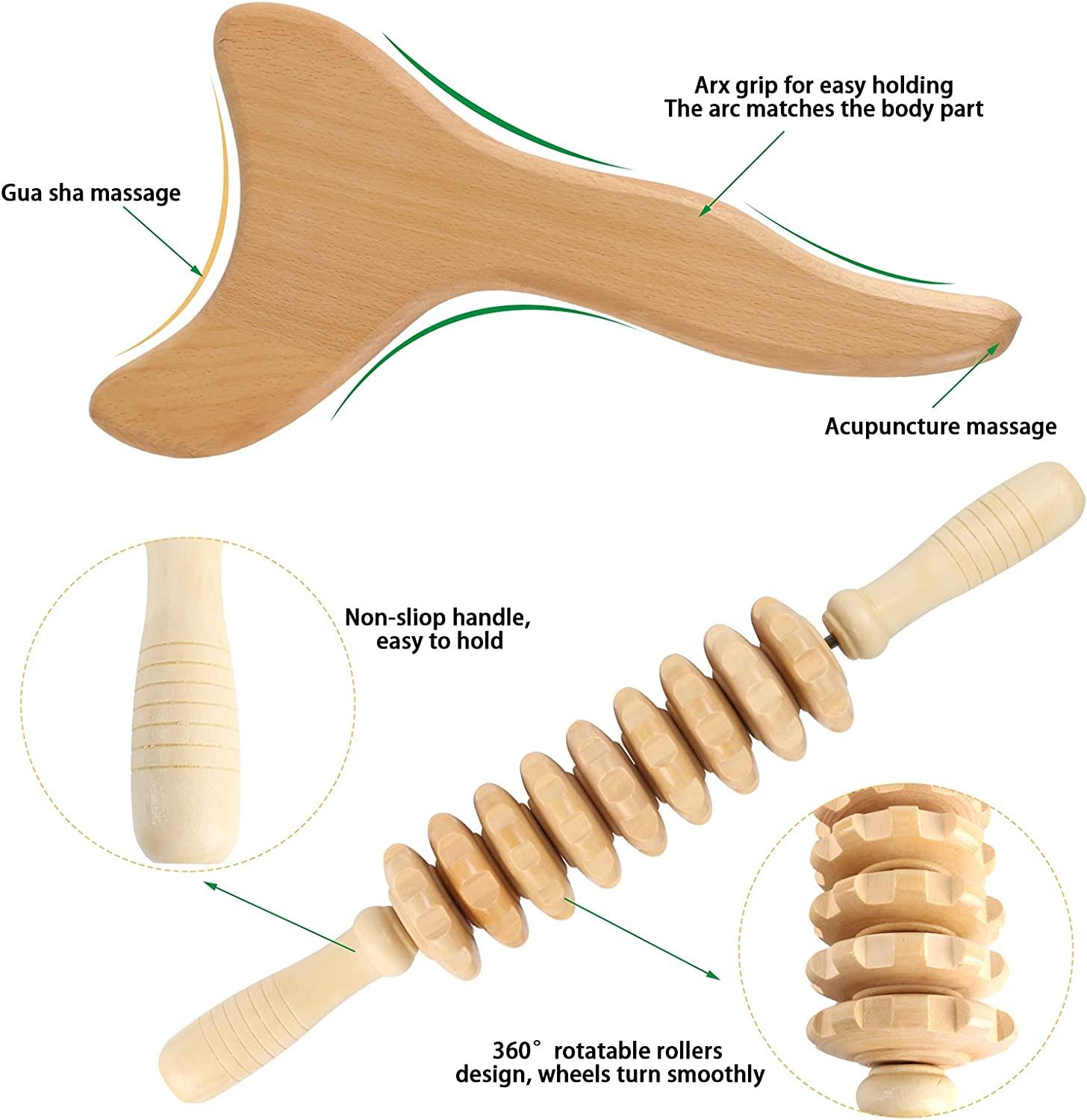 Casewin Gua Sha Massage Tool,Wood Therapy Massage Tools, Lymphatic Drainage  Massager,Grip Scraping Board,Anti Cellulite,for Body