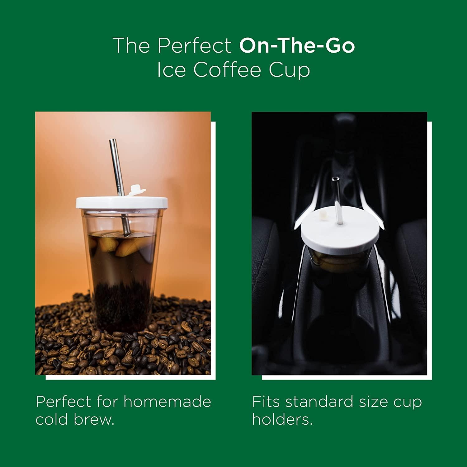 Reusable Iced Coffee Cup (16 Oz/Grande), Leak Proof and Double Wall  Insulated Iced Coffee Tumbler, Come with Reusable Plastic and Metal Straws  and