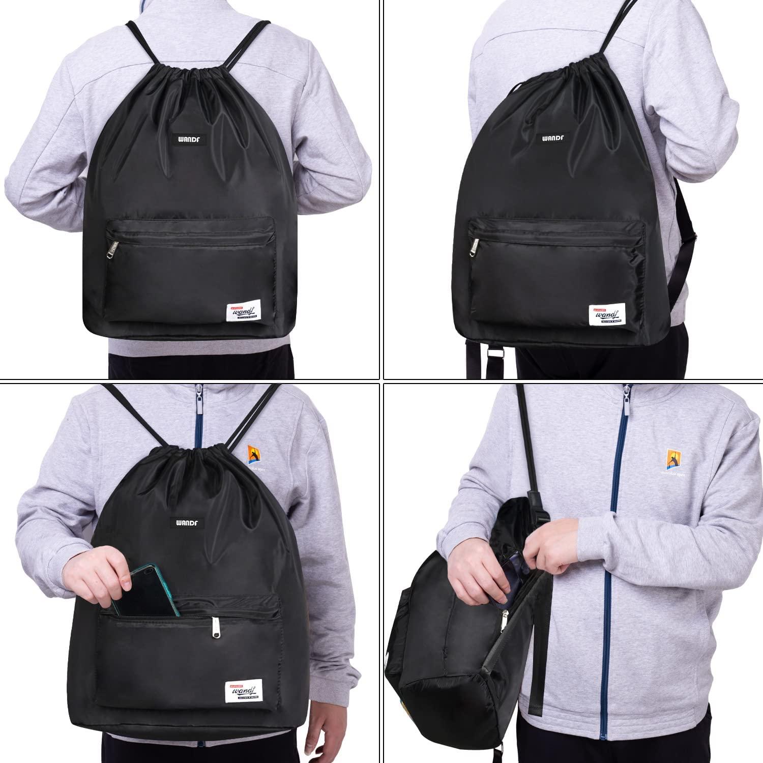 Travel Nylon Drawstring Backpack Bag String Waterproof Sackpack Sports Bags