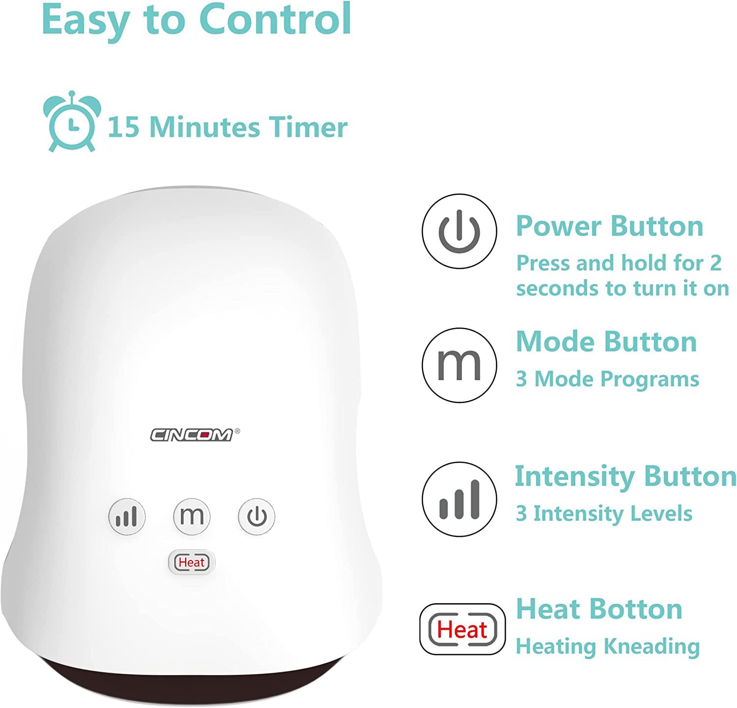  CINCOM Hand Massager（FSA or HSA Eligible）- Cordless Hand  Massager with Heat and Compression for Arthritis and Carpal Tunnel - Gifts  for Women(White) : Health & Household