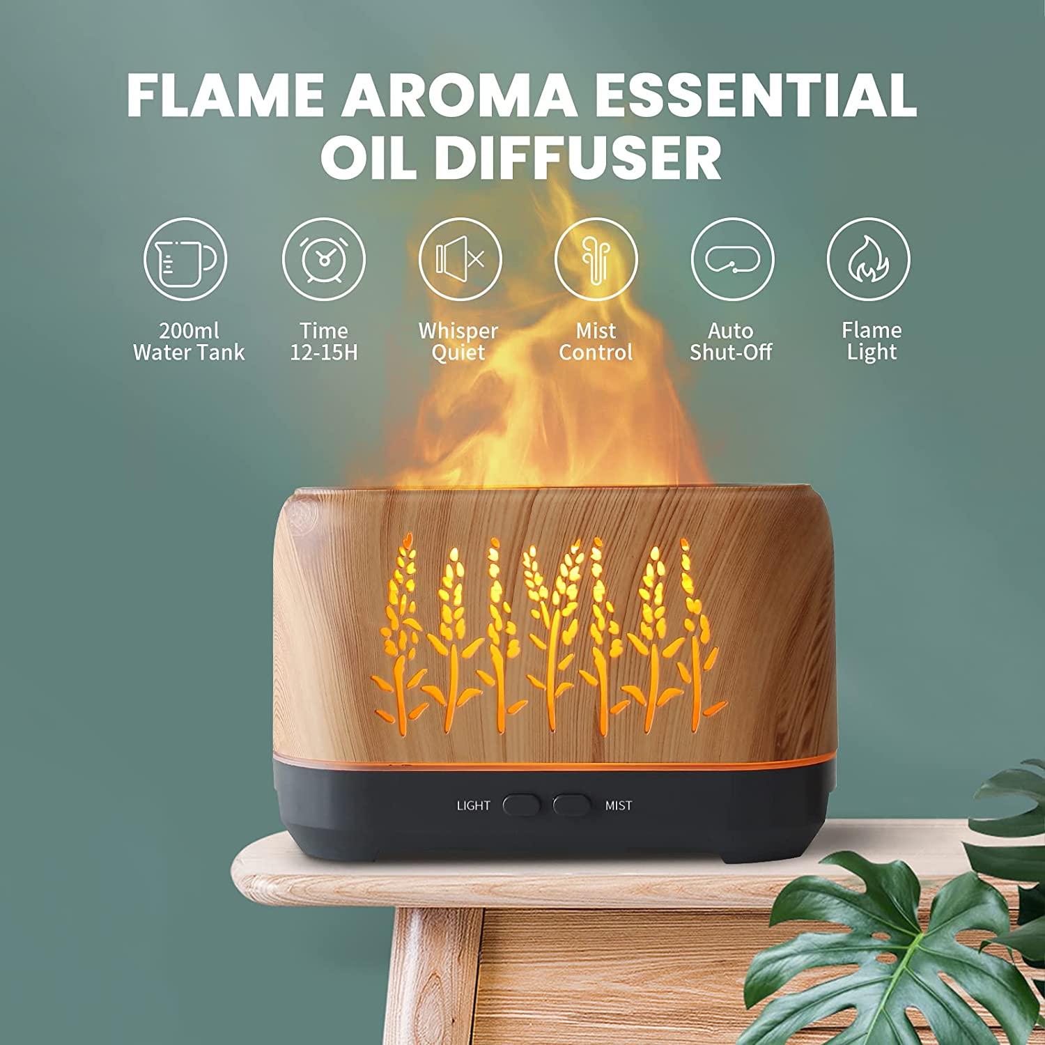 Flame Humidifier Aroma Diffuser Noiseless with Auto Shut Off