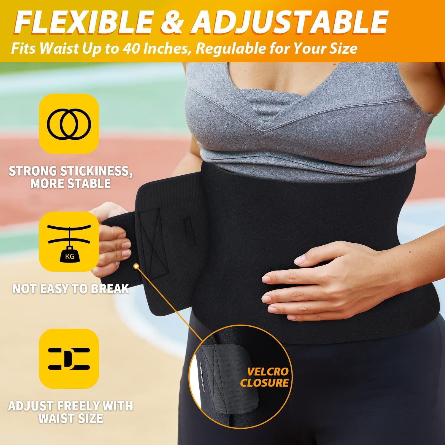 Ohuhu Waist Trimmer, Adjustable Neoprene Ab Trainer Belt for Back Support,  Sweat Wrap, Sweat Enhancer, Weight Loss, Fits Up to 40 Inches, for Men &  Women