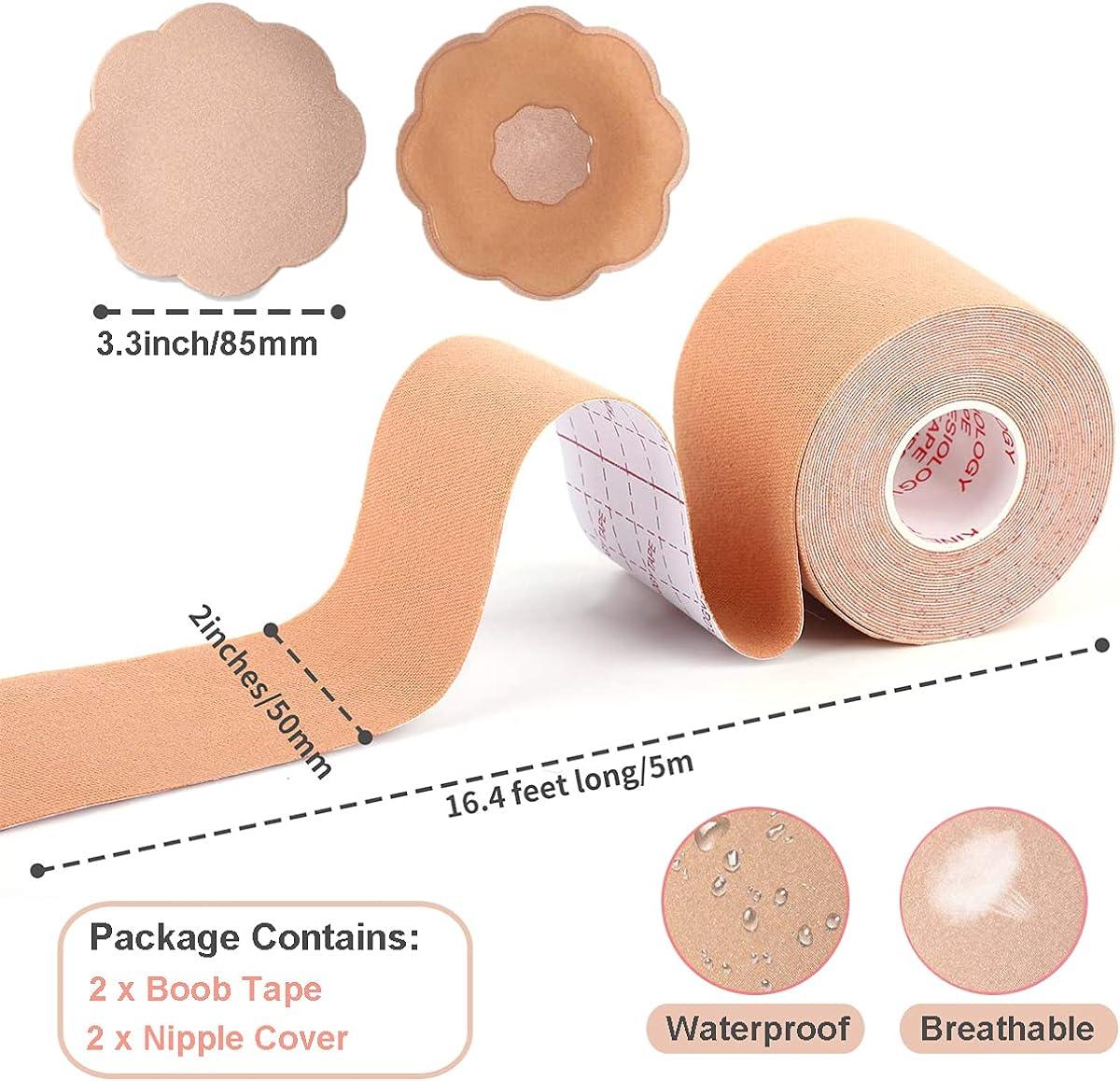 5*5meter Boob Tape, Breast Lift Tape Nipple Covers Waterproof Athletic Body Tape  Push Up Lifting Tape Fit For Any Type Of Clothing And A-e Cup, Incl.