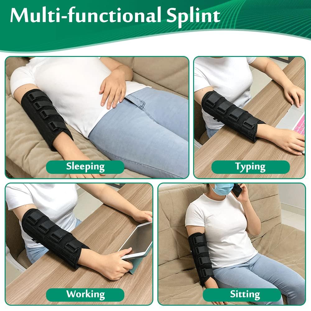 Elbow Brace,Elbow Splint for Cubital Tunnel Syndrome,Night Elbow Sleep  Support with 3 Plastic Strips,For Ulnar Nerve, Tennis Elbow,Tendonitis,Fits  for Men and Women, for Left and Right Arm - S/M