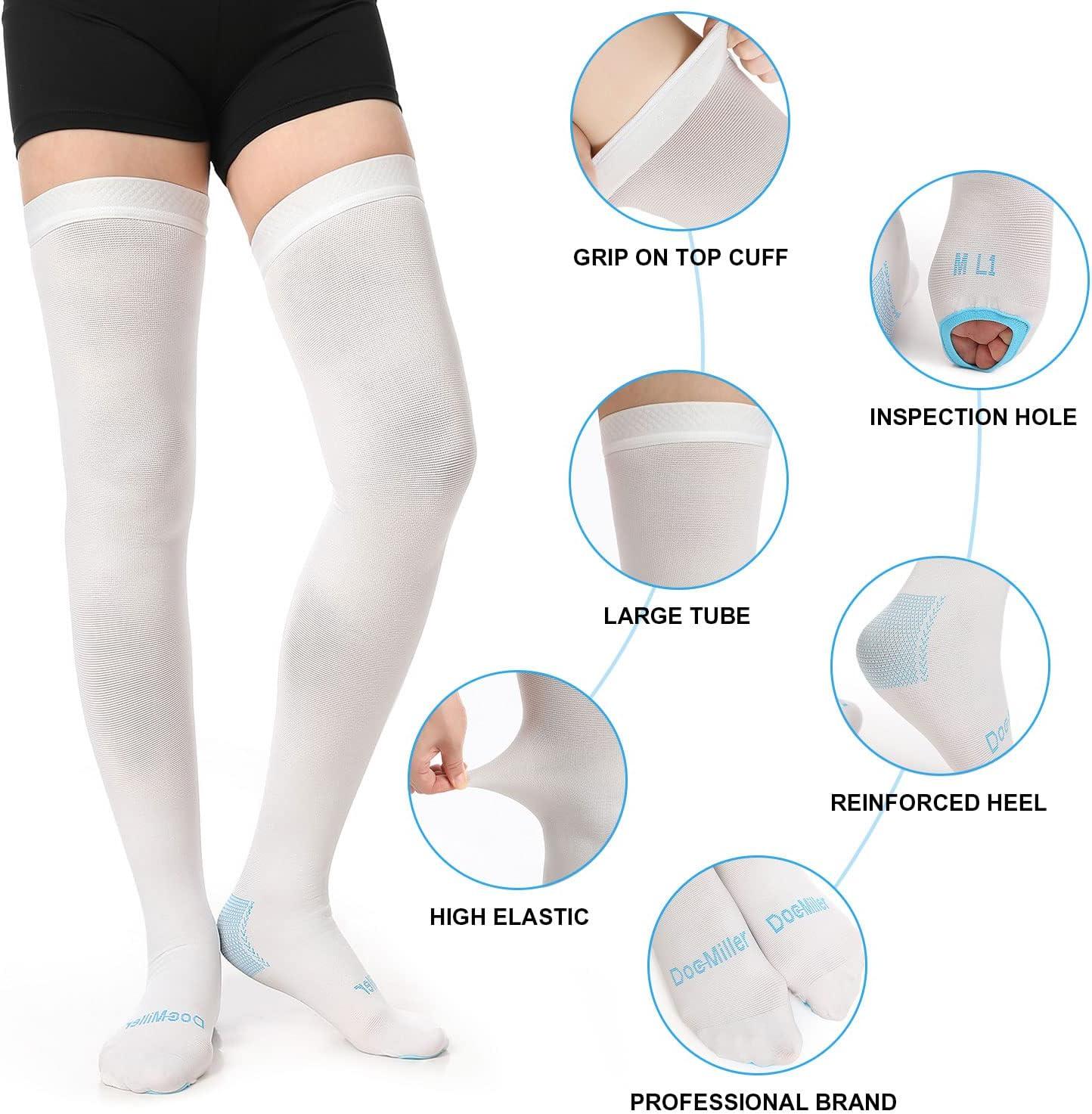 Doc Miller Thigh High Anti Embolism TED Surgical Stockings White