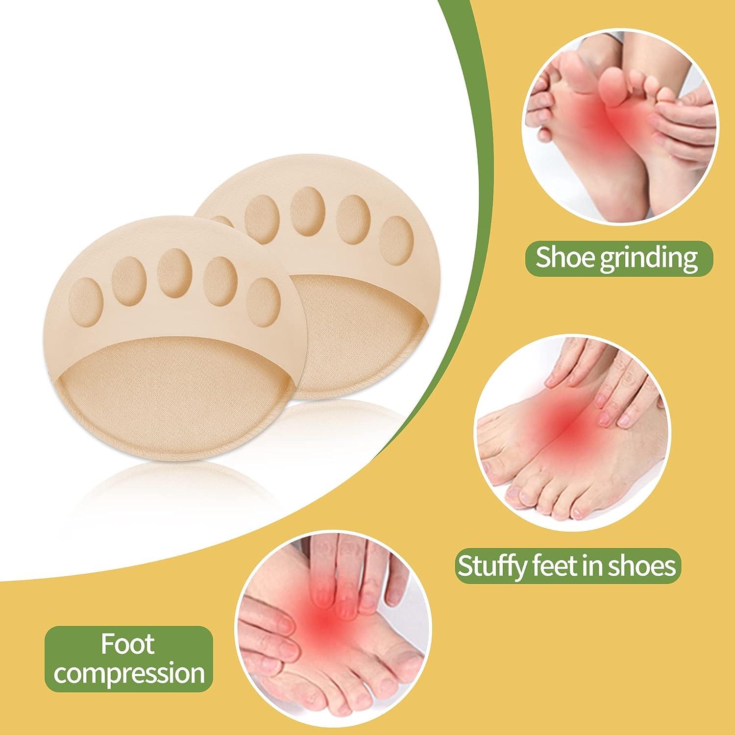 Forefoot Pads Honeycomb Fabric Metatarsal Cushions Ball of Foot Cushion  Pads for Women, 5 Colors (5 Pairs)