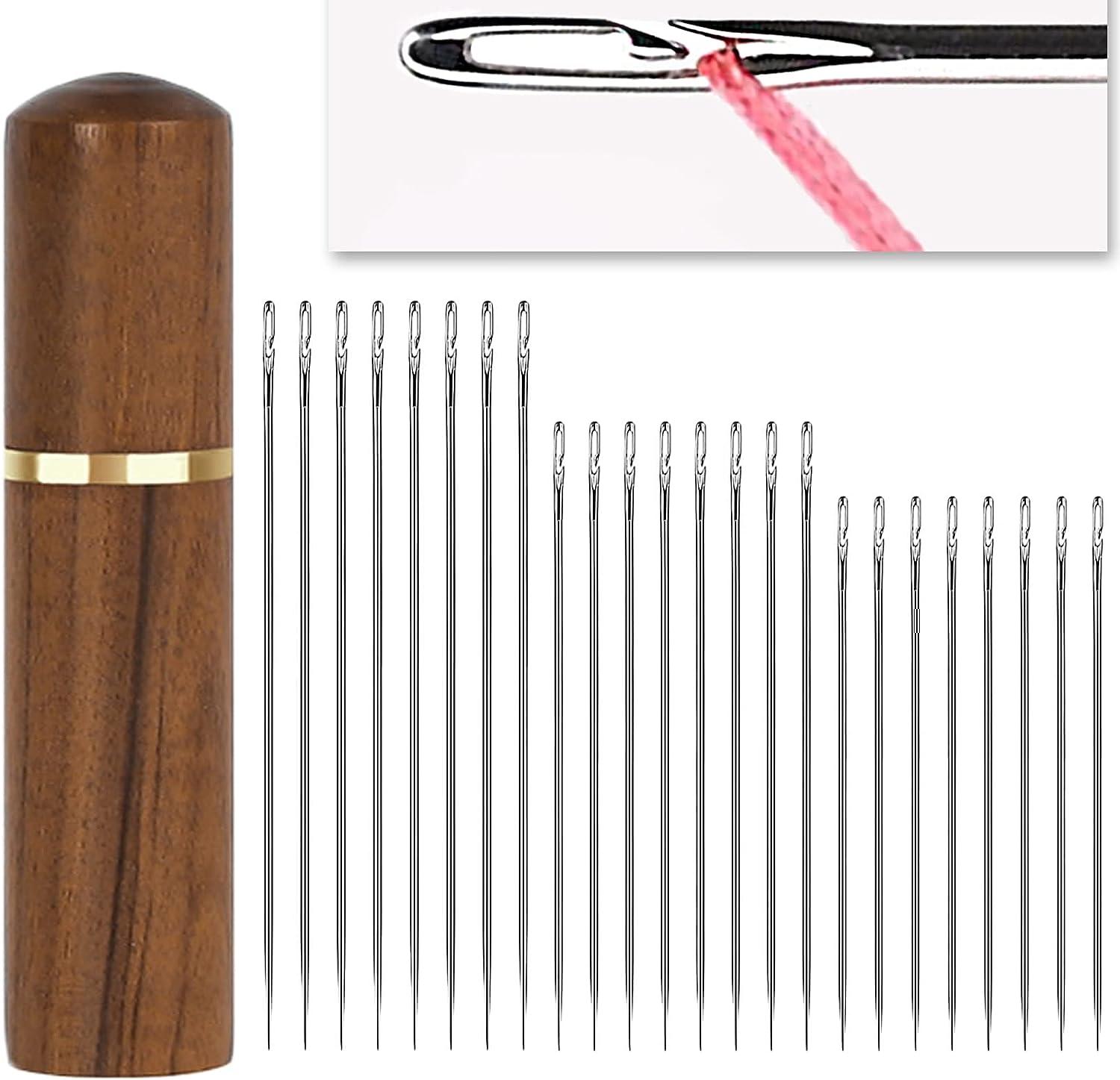  FOMIYES 15 Pcs Wooden Needle Threader Wire Hair