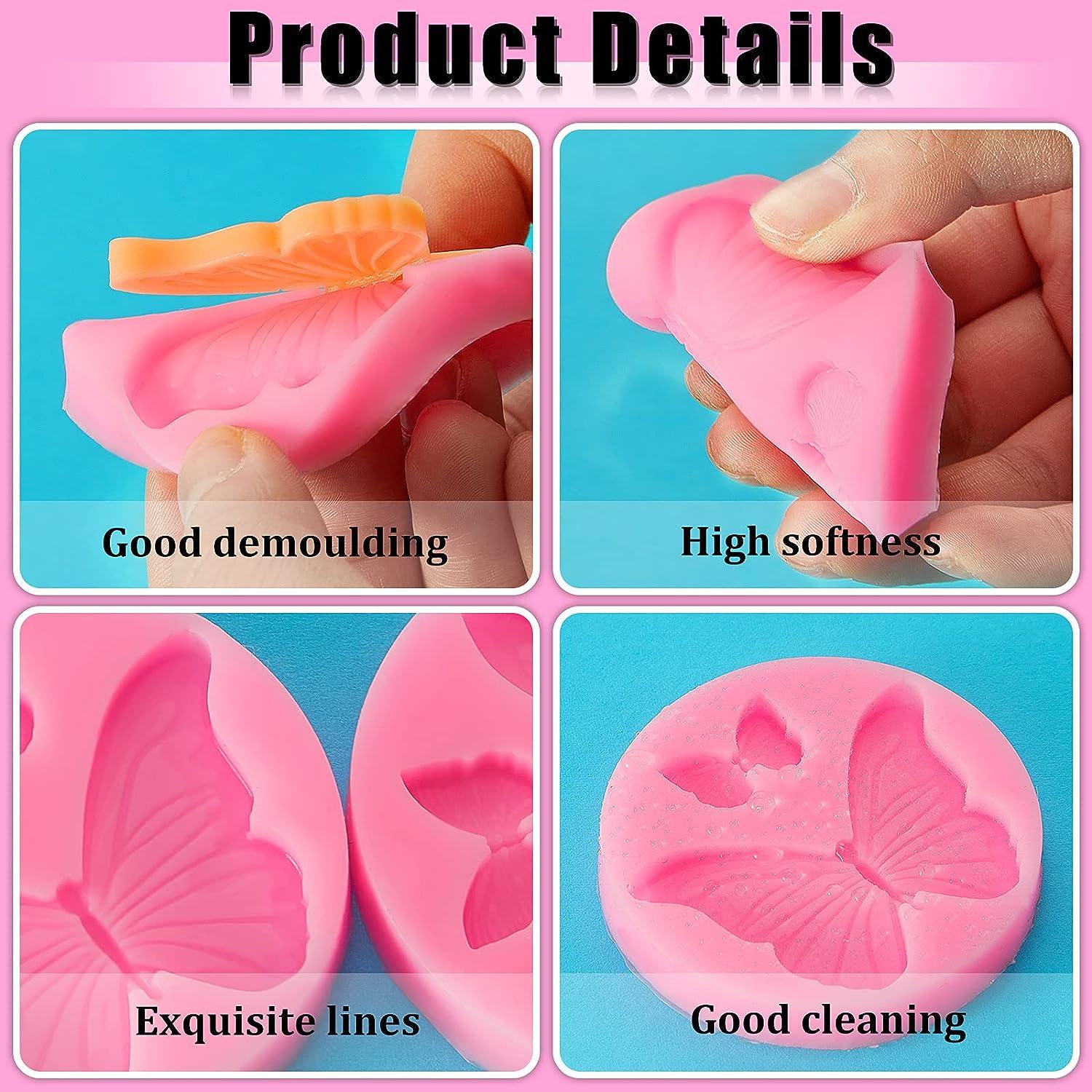 2 Pieces Butterfly Silicone Molds Mini Butterfly Fondant Cake Baking Mold  Cupcake Decoration Tool Butterfly Shaped Chocolate Trays for Homemade Cake