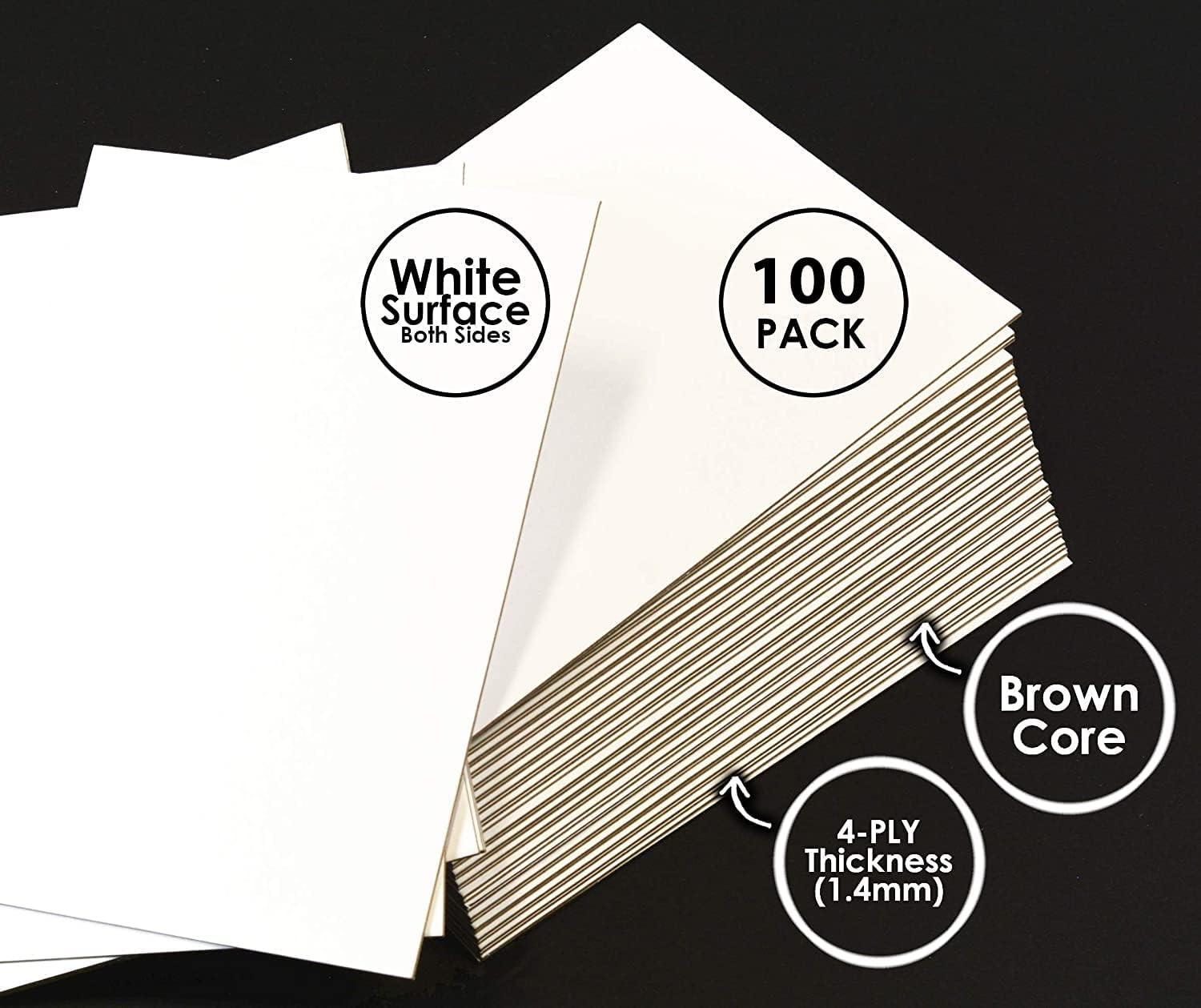 Mat Board Center, 25 Pack 8.5X11 White Cardboard Sheet, 1/8 Inch Thick,  Flat Cor