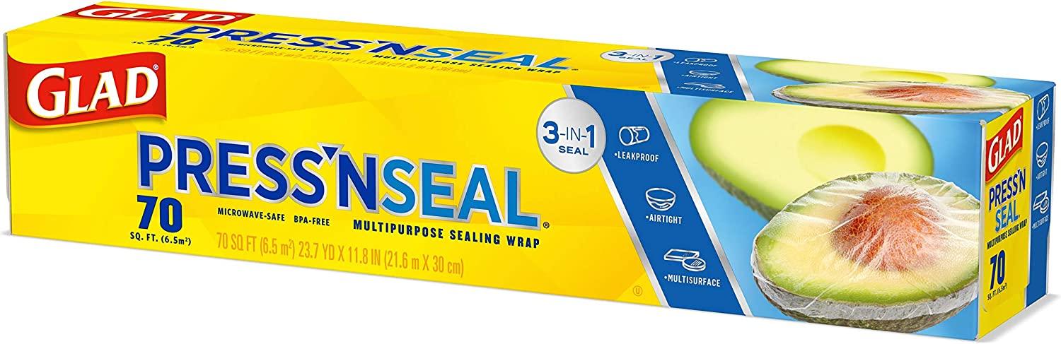  Glad Plastic Food Wrap Variety Pack - Press'n Seal 70 Square  Foot Roll, Freeze N Seal 150 Square Foot Roll, Cling N Seal 200 Square Foot  Roll (Pack of 3) (Packaging
