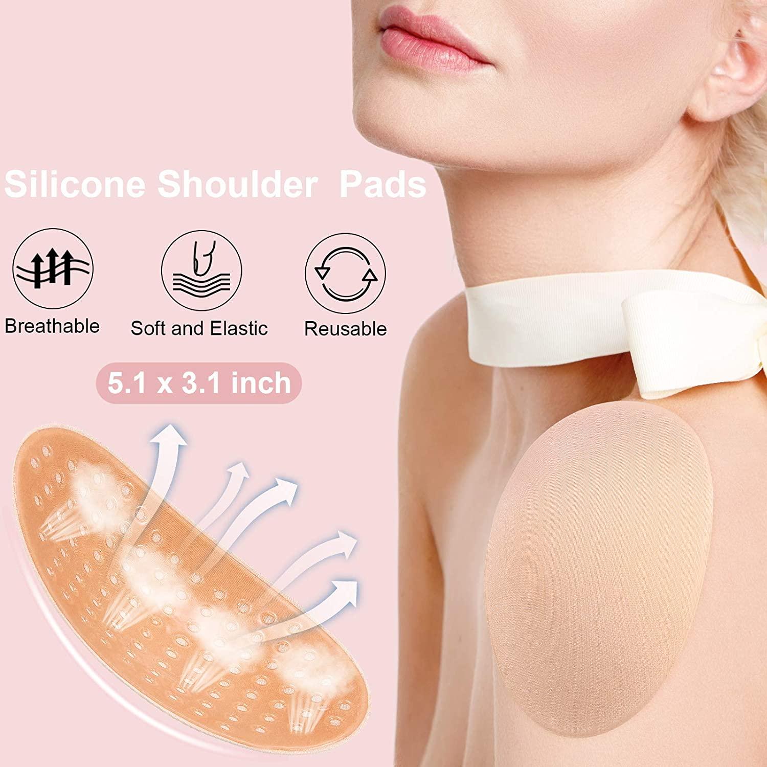Kimaoya Silicone Shoulder Pads for Womens Clothings, Anti-Slip Shoulder Push-Up Pads, Reusable, Natural, Invisible Enhancer Shoulder Pads for