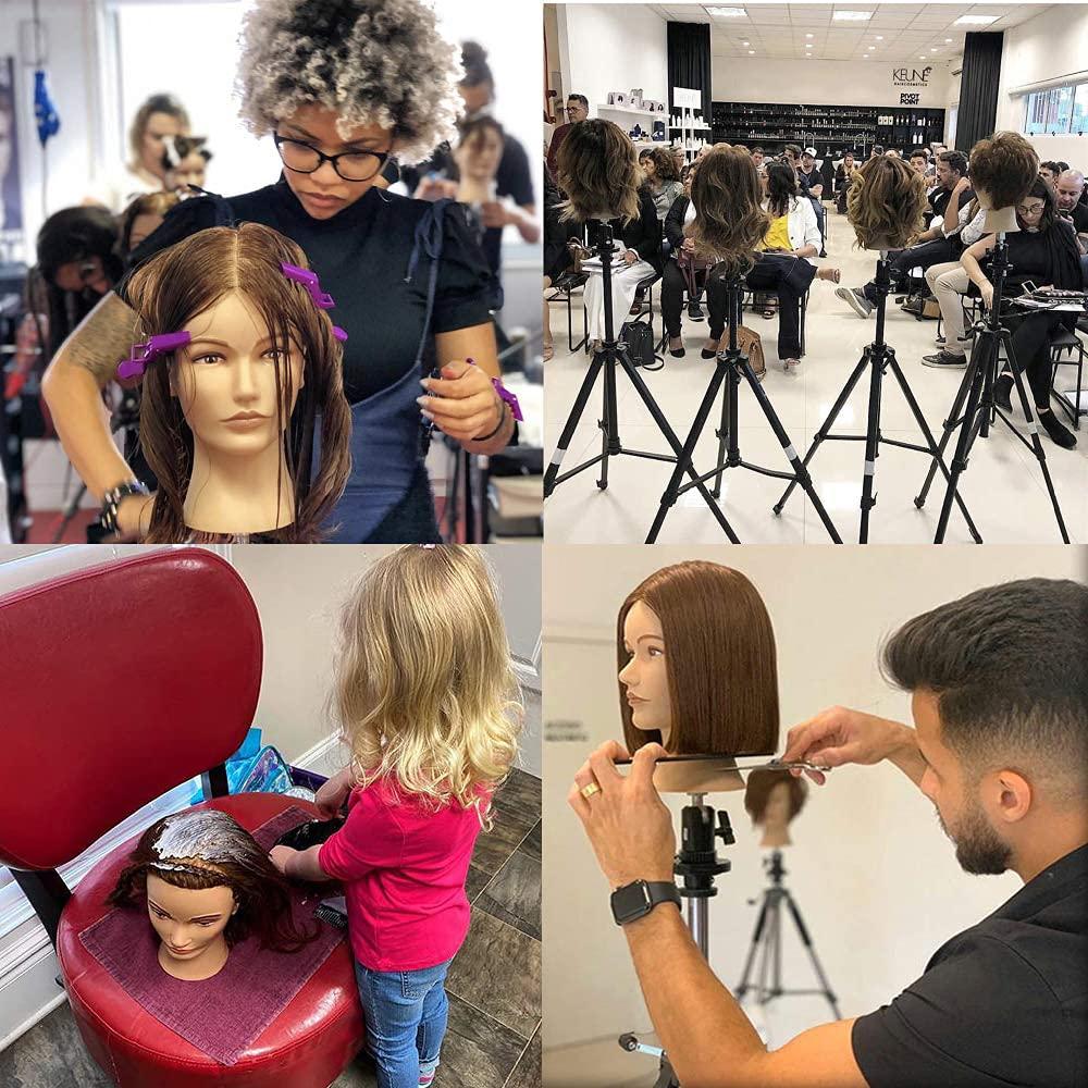 Mannequin Head With 100% Human Hair Straight Hair Training Head Manikin  Head Cosmetology Doll Head for Hairdresser Girls Practice Styling Braiding  with Clamp Stand