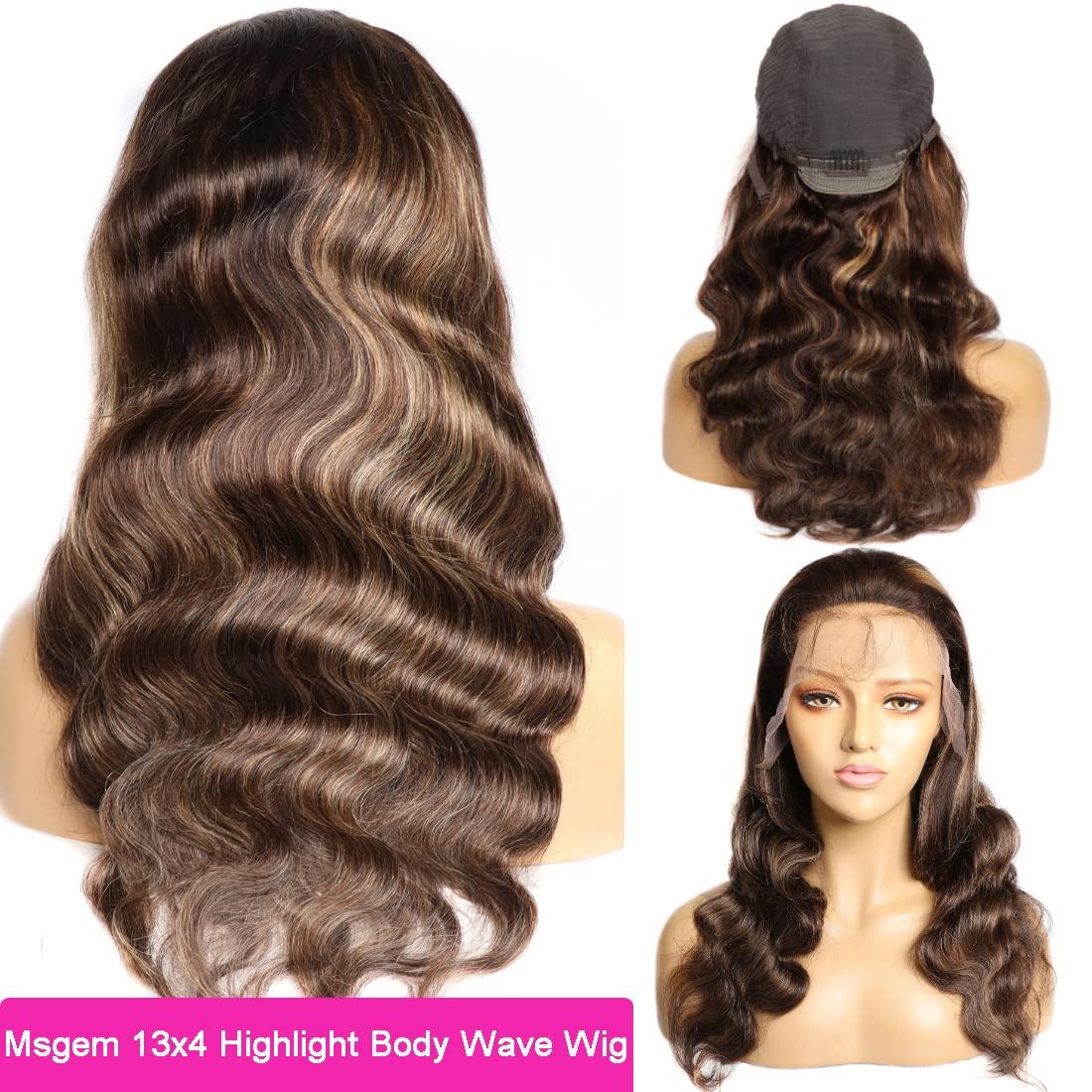 13x6 Medium-Dark Brown Ombre HD Swiss Lace Front Long Body Wave Wig