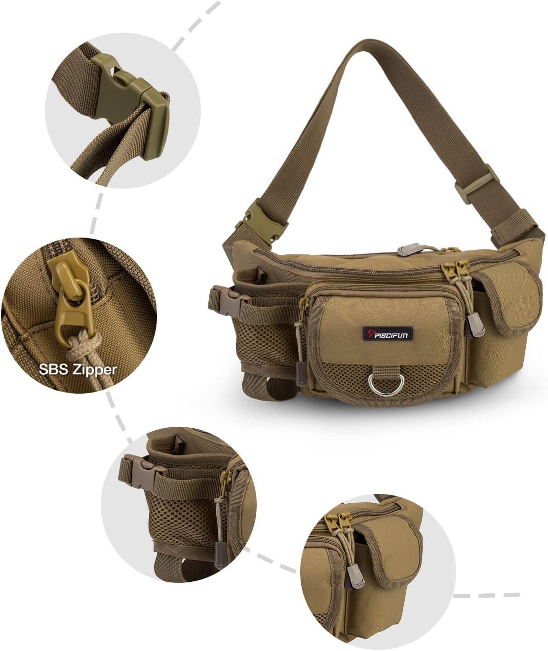 Piscifun Fishing Bag Portable Outdoor Fishing Tackle Bags Multiple Waist Bag  Multi Functional Fanny Pack (Color Khaki), Tackle Storage Bags -   Canada