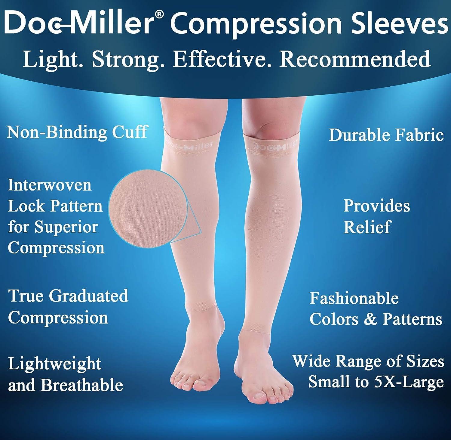Doc Miller Calf Compression Sleeve Women and Men- 20-30 mmHg - 2 Pairs Calf  Sleeve for Surgery Recovery Maternity Shin Splints Varicose Veins and Calf  Injuries - Medium Size - Skin Nude Color Skin/Nude Medium