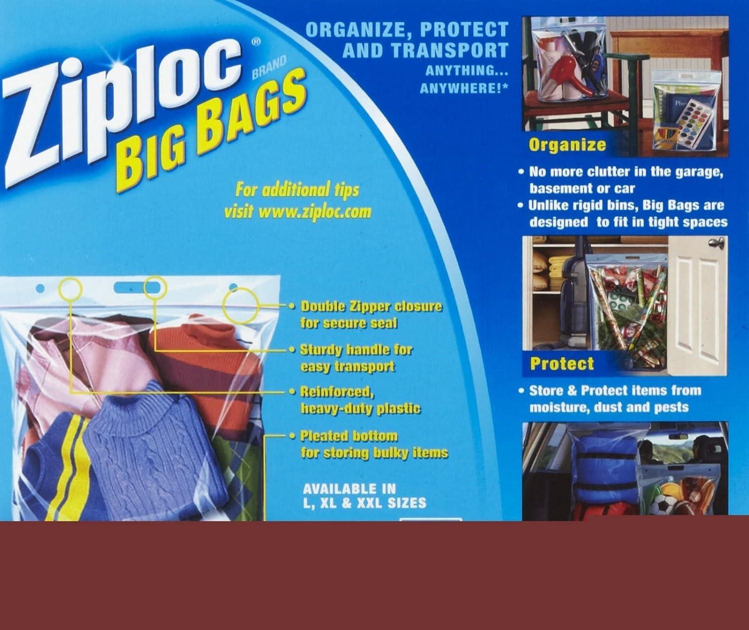 Ziploc Big Bag 10 Gallon XL Storage Bags, (4-Count)