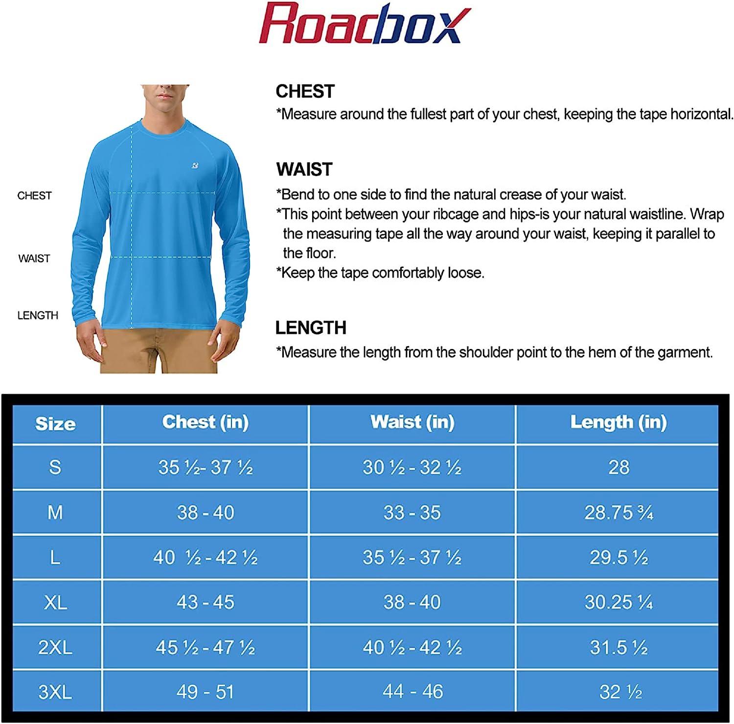 Roadbox UPF 50+ Fishing Shirts for Men Long Sleeve Sun Protection Lightweight Outdoor UV Hiking Shirts
