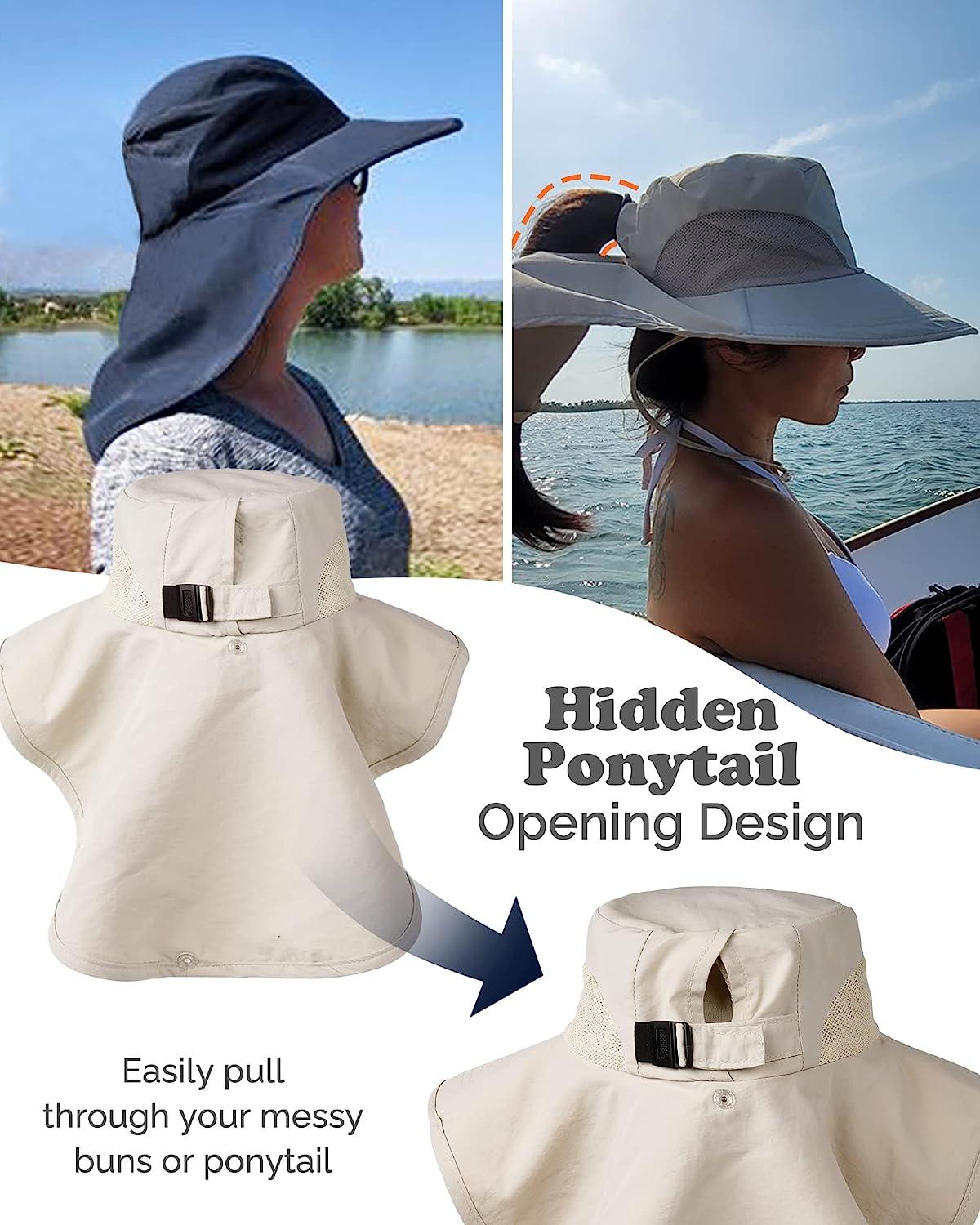 Hats for Men Women Men's Protection Wide Sun Hats Mesh Ponytail