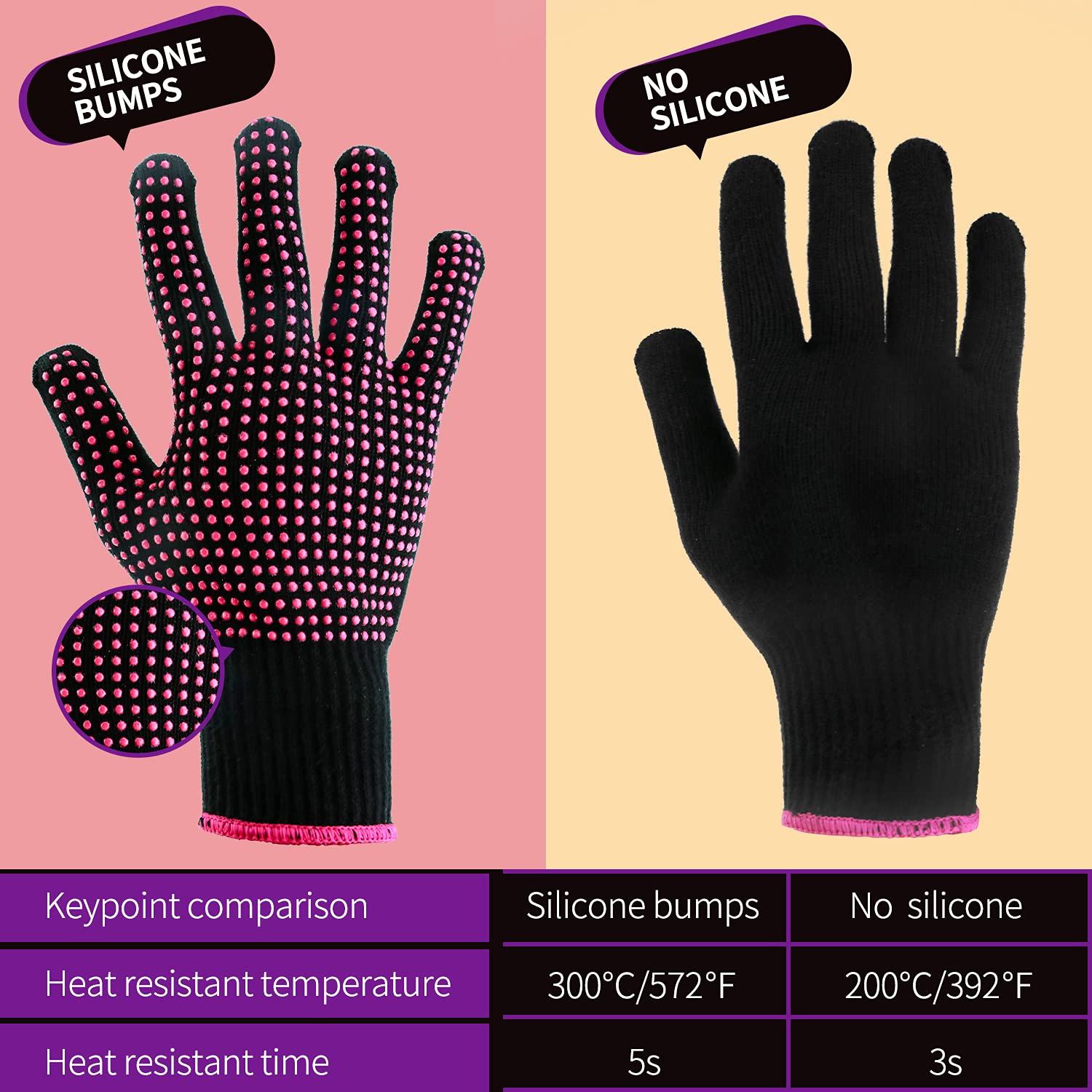 Heat Resistant Glove With Silicone Bumps For Hair Iron Tool, New Upgraded  Professional Heat Glove Mitts For Hot Hair Styling Curling Iron Wand Flat