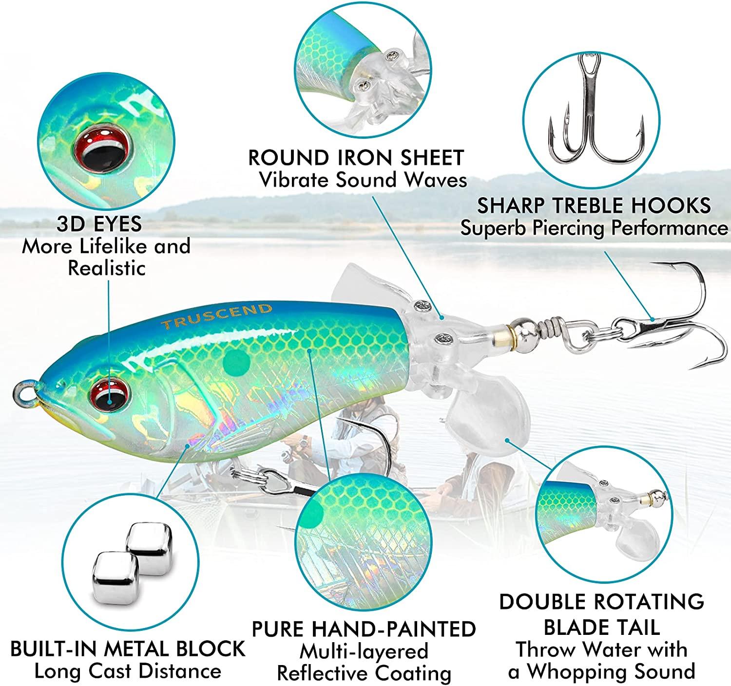 TRUSCEND Topwater Fishing Lures with BKK Hooks Bass Bait Pencil