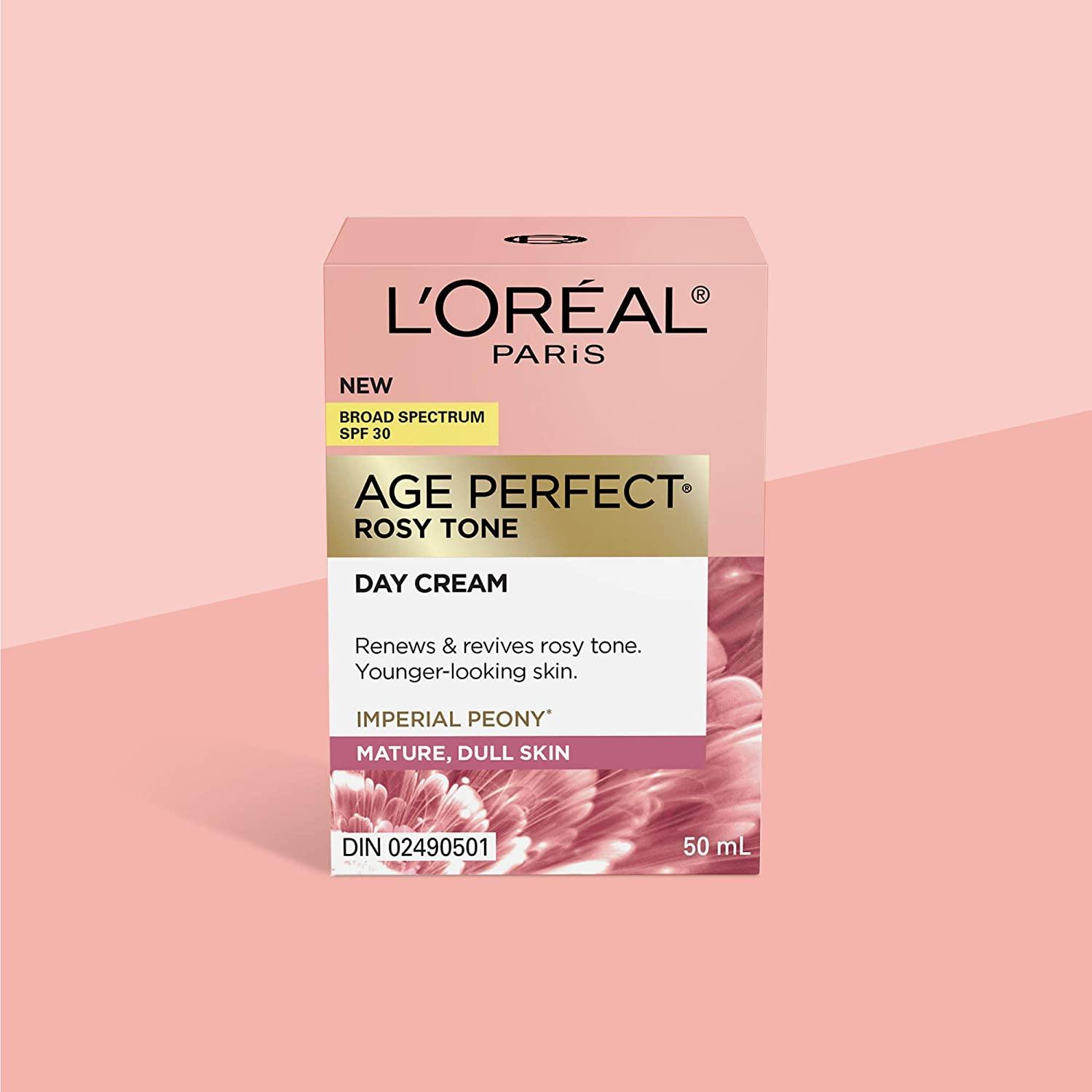 L'Oreal Paris Skincare Age Perfect Rosy Tone Face Moisturizer with SPF 30,  LHA and Imperial Peony, Anti-Aging Day Cream for Face, Non-greasy, 1.7 oz  SPF-30 1.7 Ounce (Pack of 1)