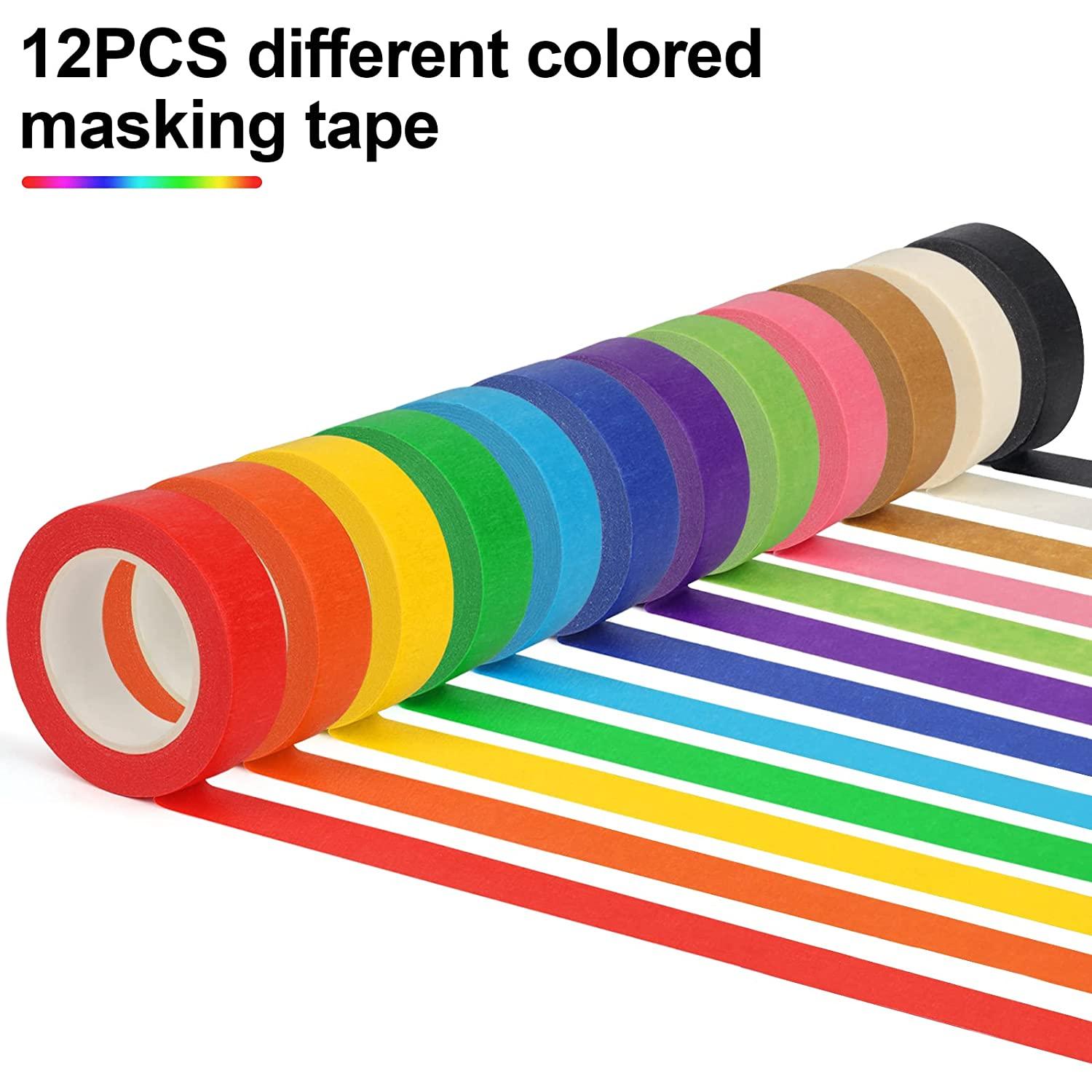 Techinal Colored Masking Tape, Kids Art Supplies Colored Tape, DIY Craft  Tape, Colored Tape Rolls, Colored Painters Tape