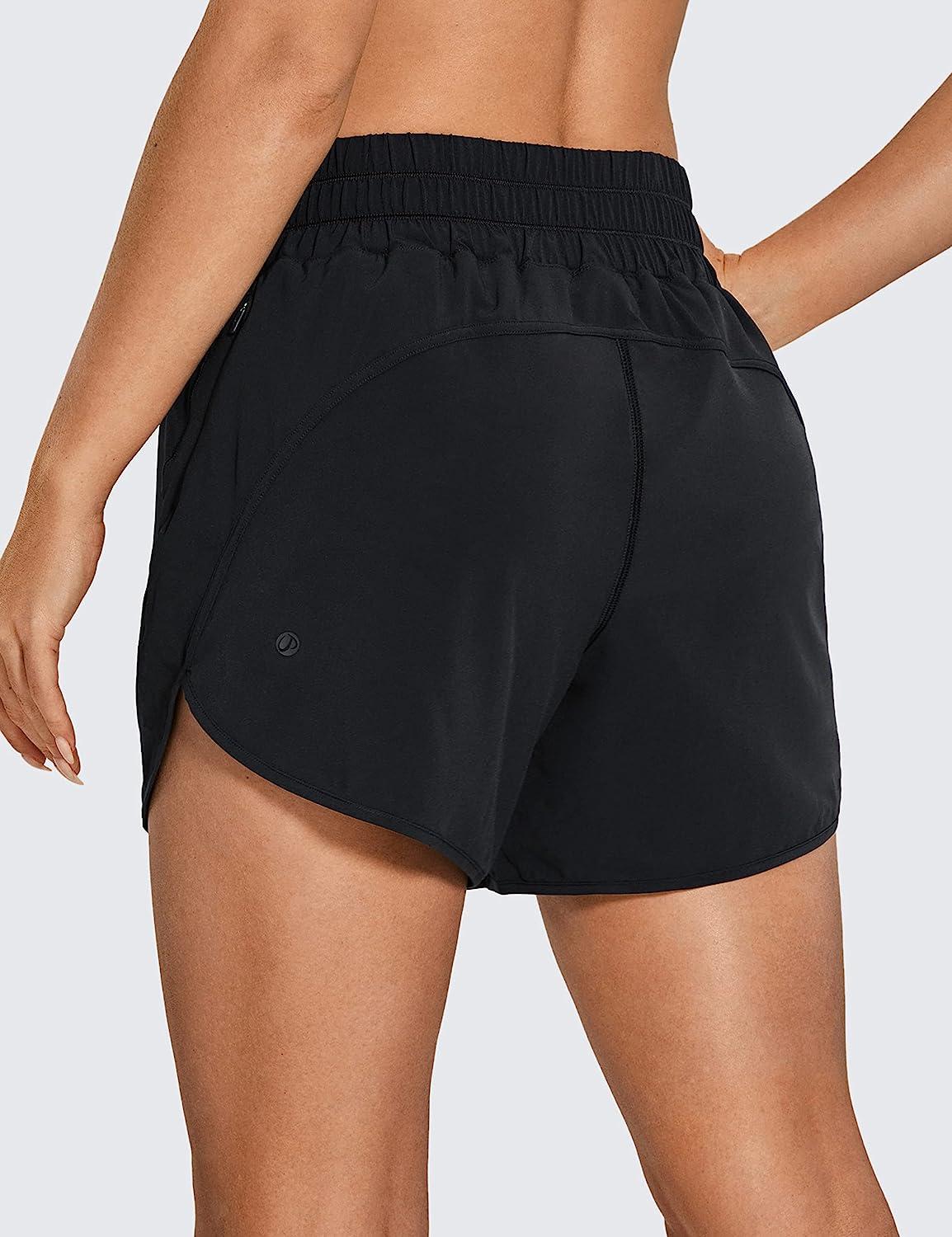 CRZ YOGA Women's Mid Rise Running Shorts Mesh Liner 3'' - Quick Dry  Drawstring Workout Athletic Gym Shorts Zip Pocket