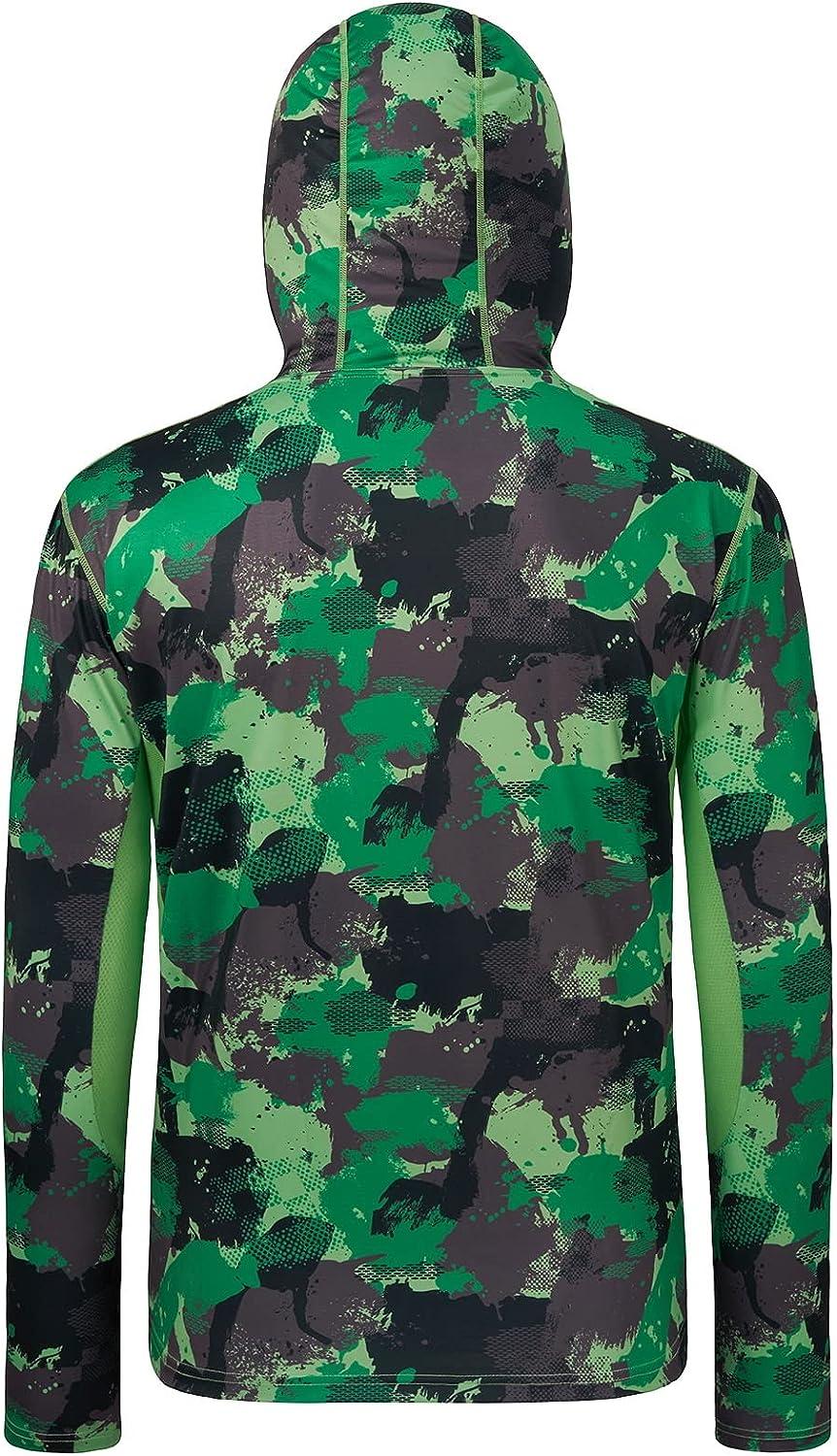 Bassdash Men's Camouflage Hooded Long-Sleeved Shirt With High