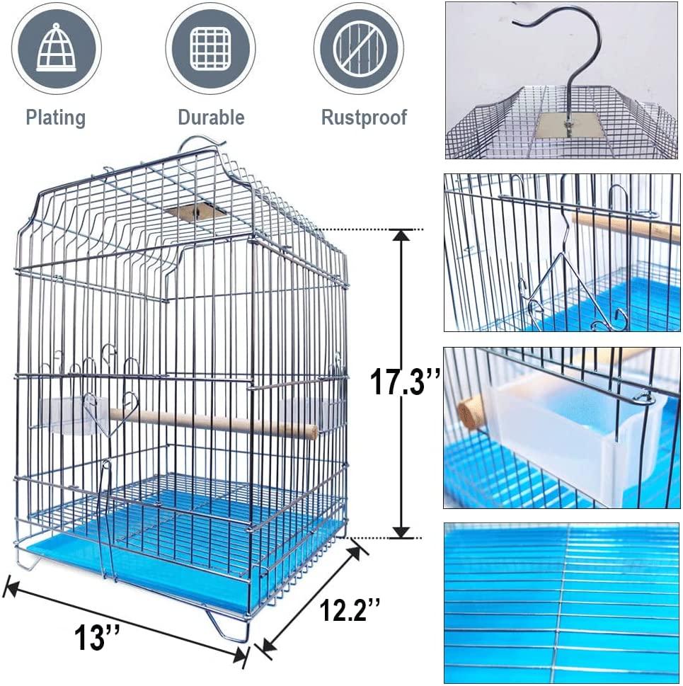 14 Small Parakeet Wire Bird Cage as Bird Travel Cage or Hanging Bird House
