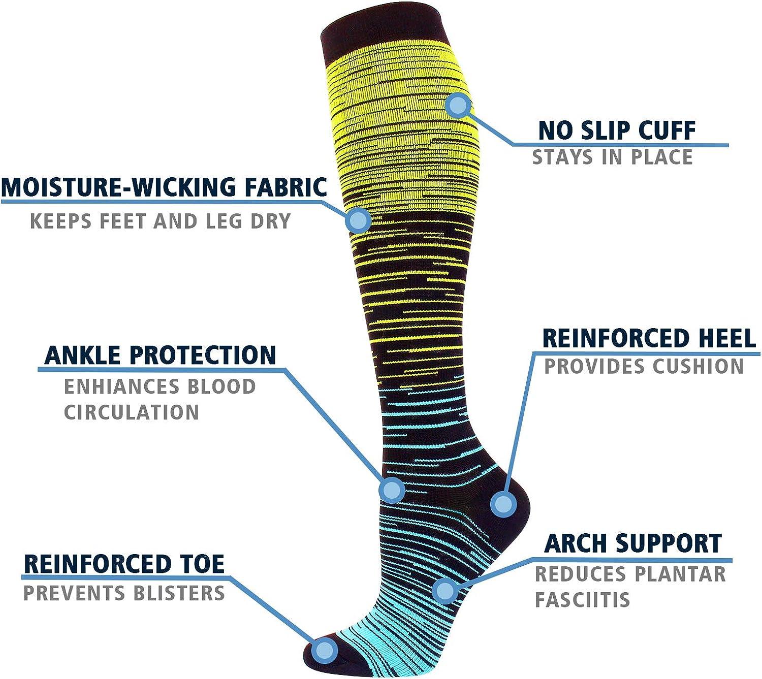  5 Pairs Graduated Compression Socks for Women&Men 20-30mmhg  Knee High Socks Men's Hiking Socks(Multicoloured 1, Small/Medium) :  Clothing, Shoes & Jewelry