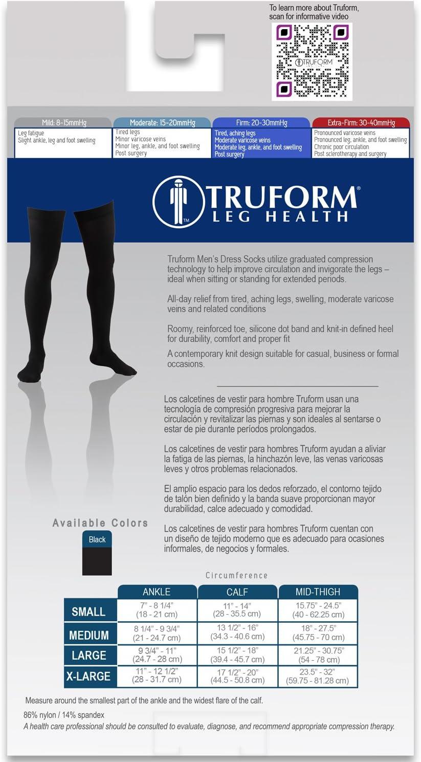 Truform Compression Socks 20-30 mmHg Men's Dress Socks Thigh High