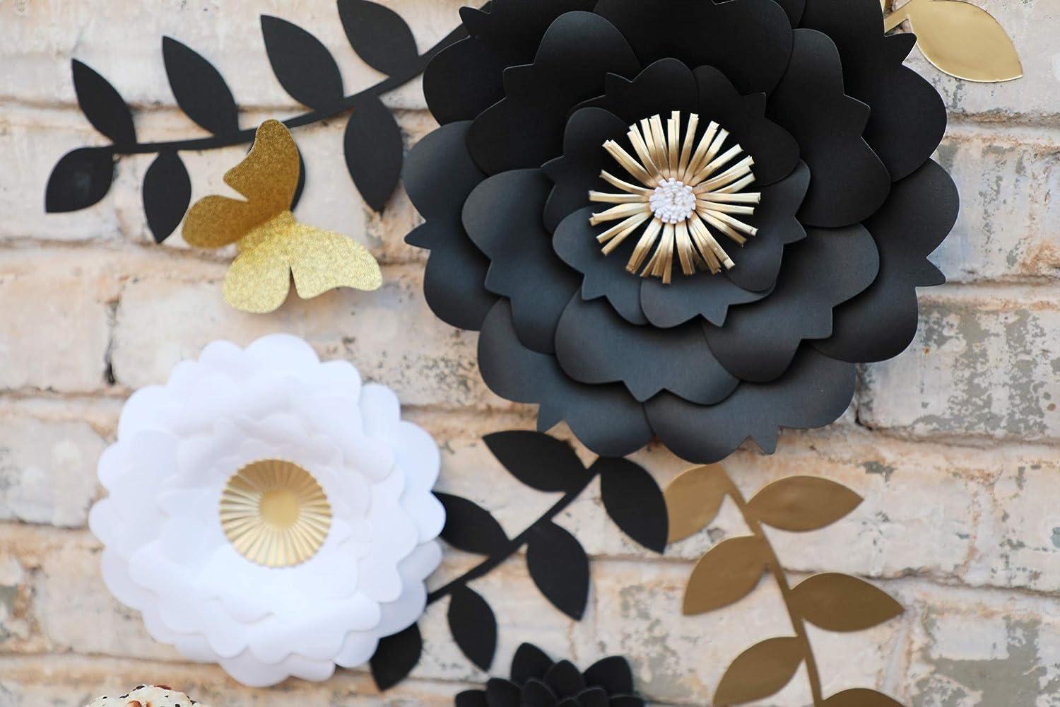 Black and white paper flowers backdrop - Large paper flowers wall decor   Large paper flowers wall decor, Paper flower wall decor, Paper flower wall