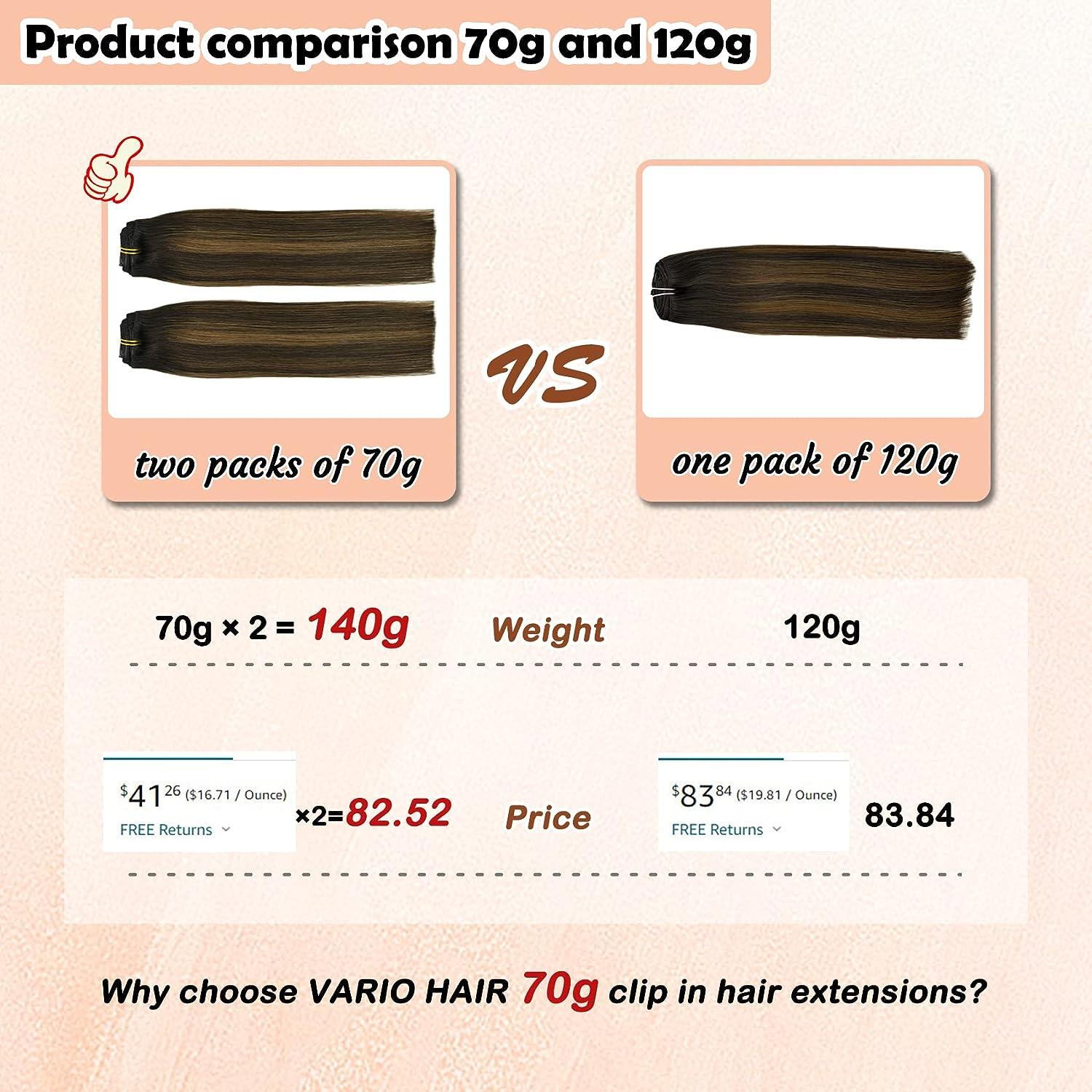 VARIO Hair Clip in Hair Extensions 18Inch 7pcs 70g Set #18/613 Mixed Bleach  Blonde Silky Straight 100% Real Remy Human Hair Extensions Balayage Hair