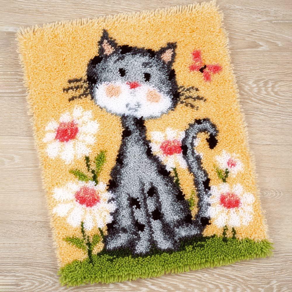 Cute Cat Latch Hook Kits Rug Embroidery Carpet Set Needlework with