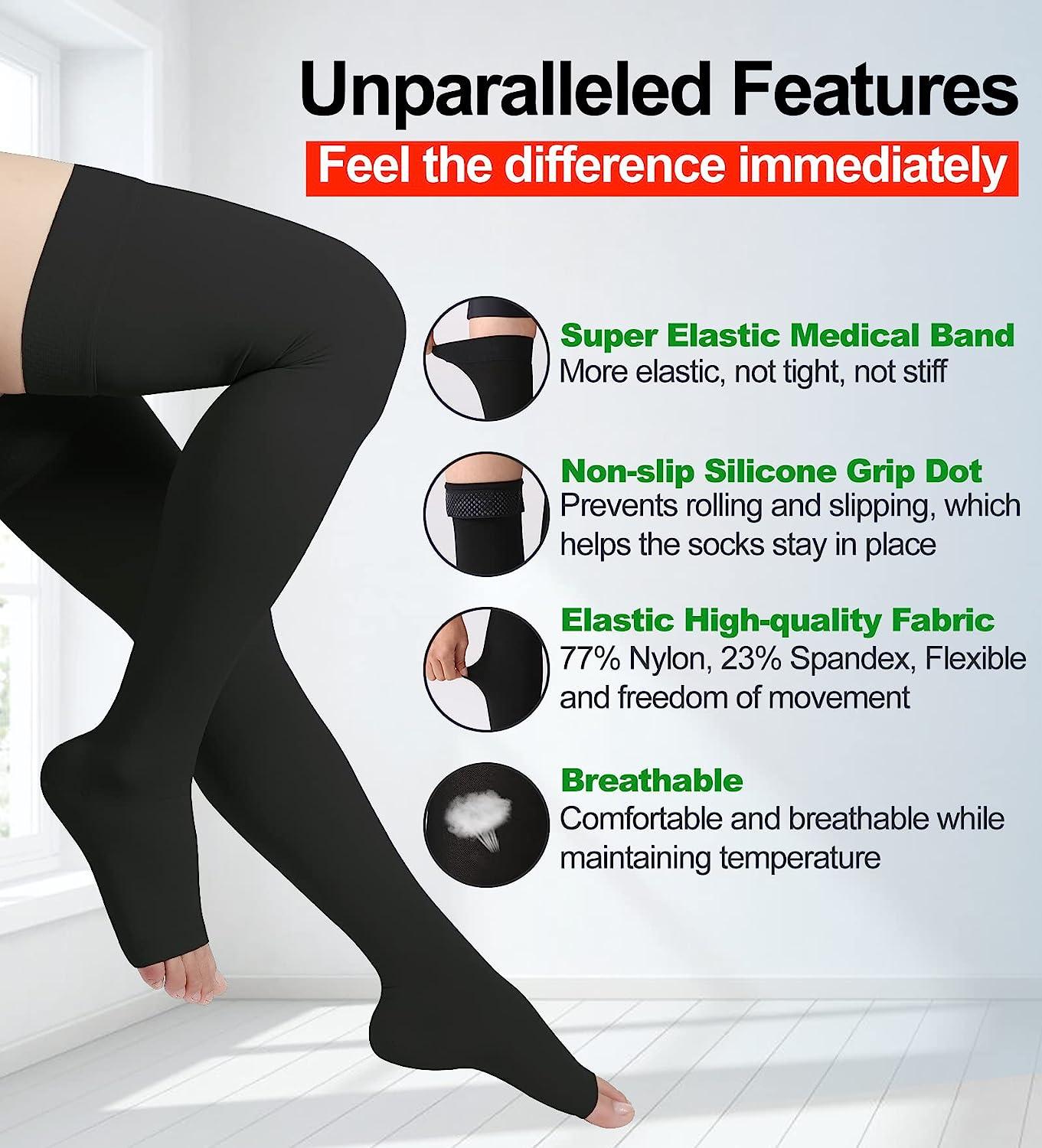 Extra Wide Womens Compression Pantyhose 20-30mmHg for Circulation - Open  Toe Graduated Support Hose for Post Surgery Recovery, Lymphedema, Swelling  