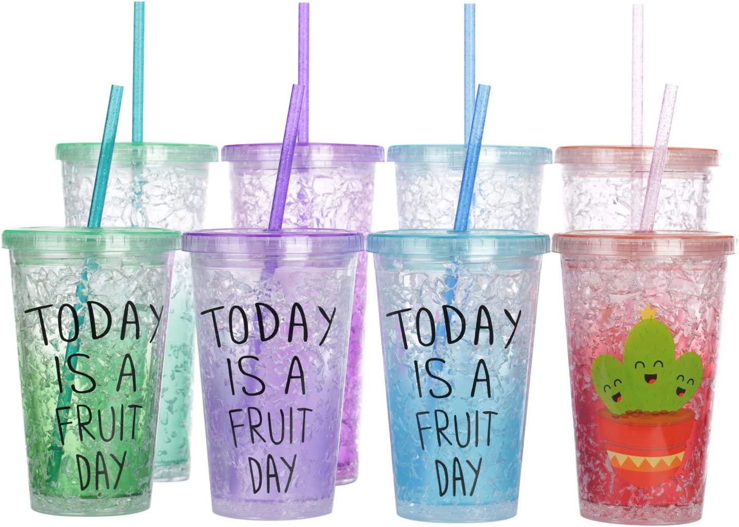12 Piece 11 Inches Reusable Plastic Straws for Tall Cups and Tumblers 6  Colors BPA-Free Unbreakable Clear Glitter Sparkle Drinking Straw with 1