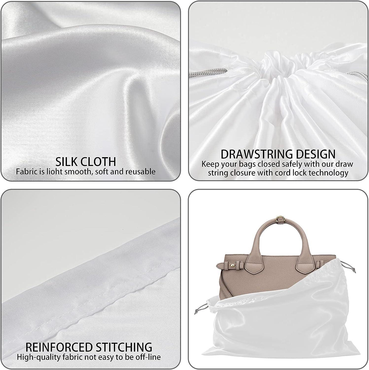 HAMBOLY Satin Bags 10 Pack Dust Cover Storage Pouch with Drawstring Closure  for Packaging Handbags Purses Pocketbooks Shoes Boots, White (19 x 15 in)