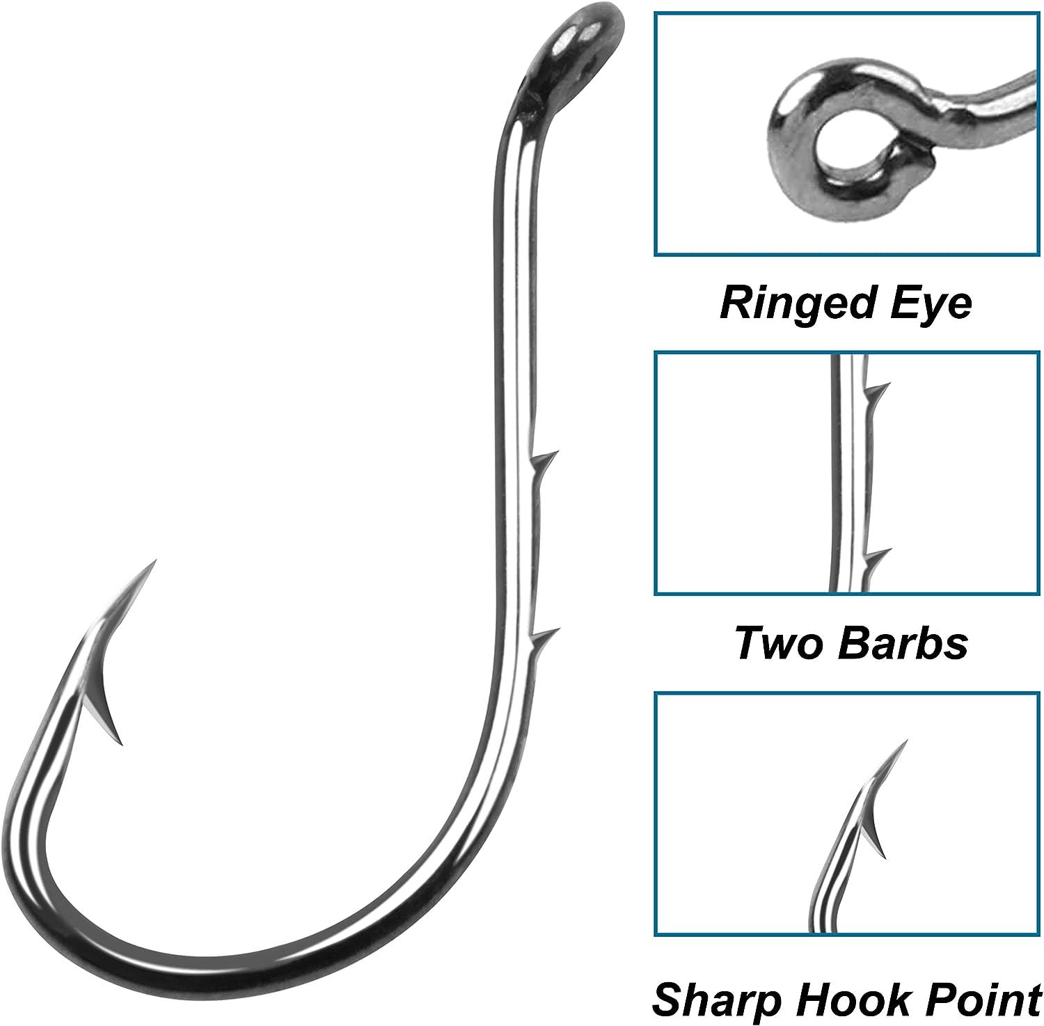 100pcs Octopus Baitholder Fishing Hooks, Sharp Barbed Beak Fish Hooks Black  High Carbon Steel Circle Jig Hook Size: 8# - 6/0# 8#-100PCS