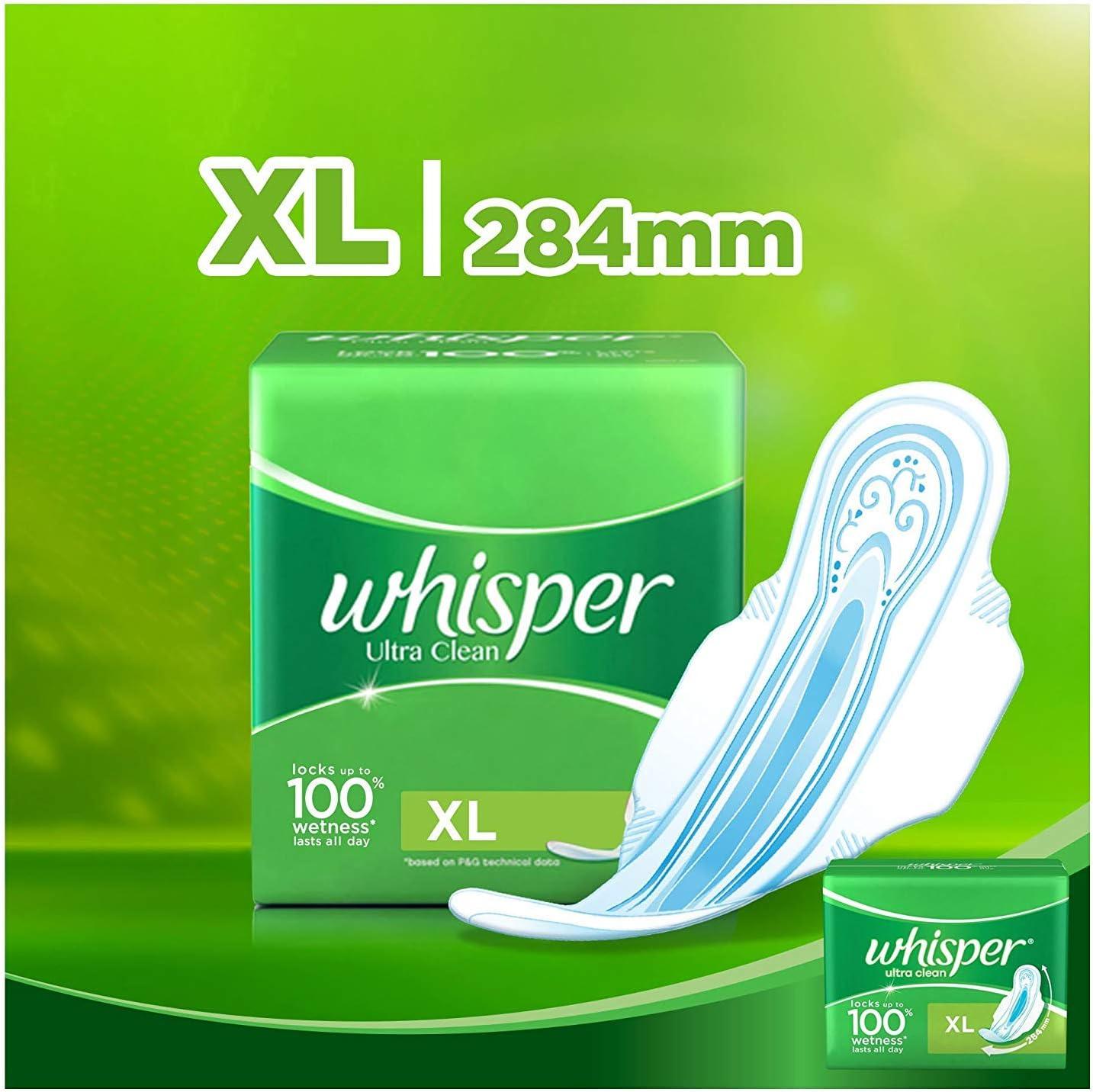 WHISPER, Cottony Clean X-Long Heavy Flow / Overnight Wings 10 Pads [SANITARY  NAPKIN]