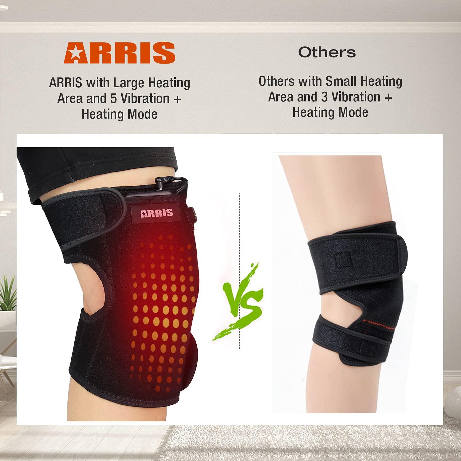 ARRIS Heating Knee Pad with Massage, Heated Knee Brace Wrap with 7.4V  Battery for Knee Injury, Arthritis, Joint Pain, Soreness, Cramps, Meniscus  Pain & Muscle pain Relief Hot Therapy.