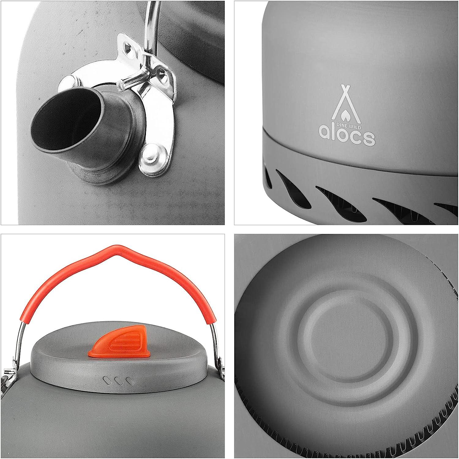 Alocs camping Kettle 13L, Portable camping Tea Kettle for Outdoor Hiking  Picnic, Aluminum camping Water Kettle with carrying Bag