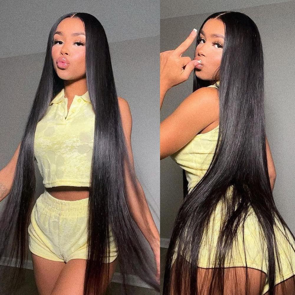  Straight Lace Front Wigs Human Hair Pre Plucked 180