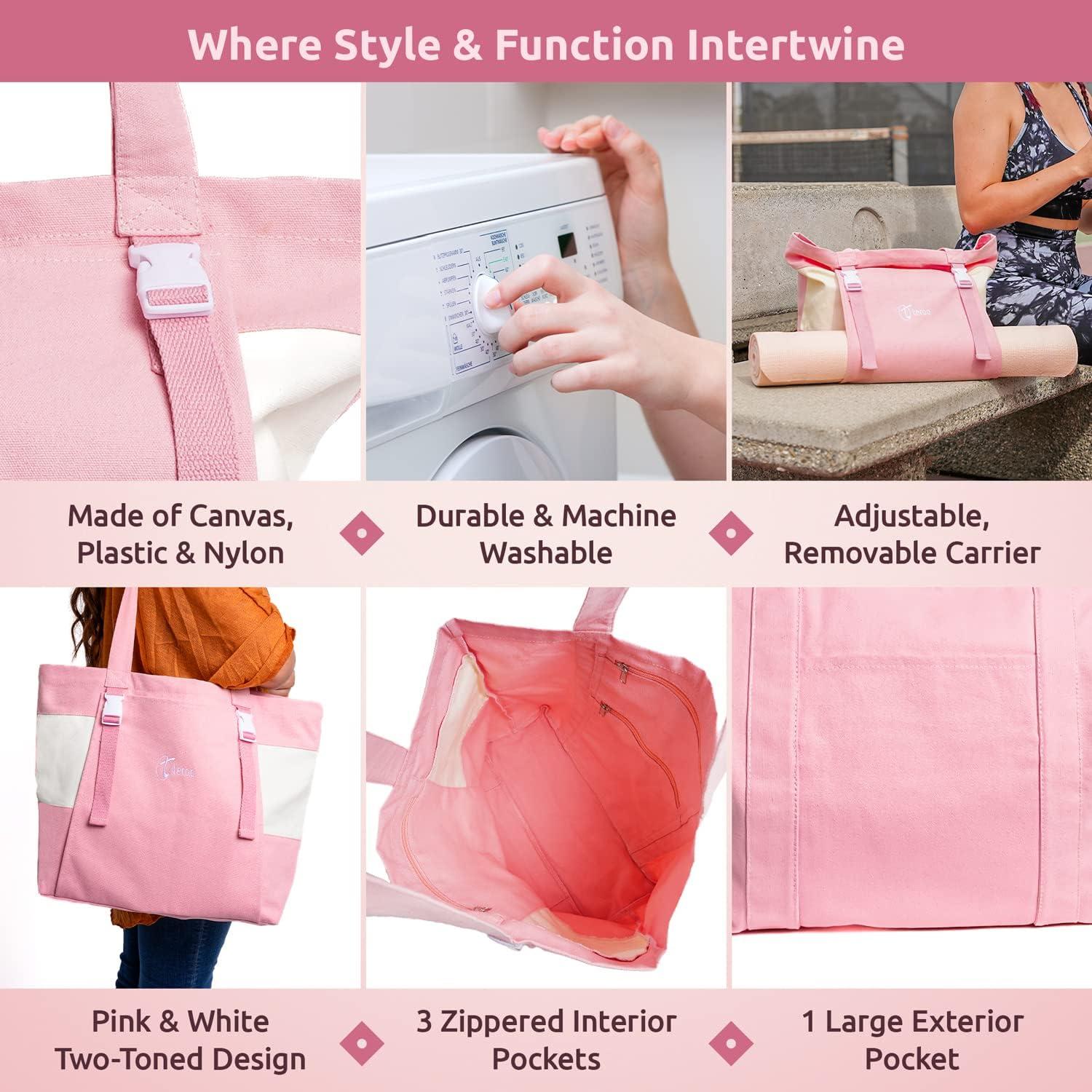 Multi-Purpose Tote Bag for Women with Adjustable Mat Carrier for Yoga,  Beach, Travel, Casual, Office, And Everyday Use.