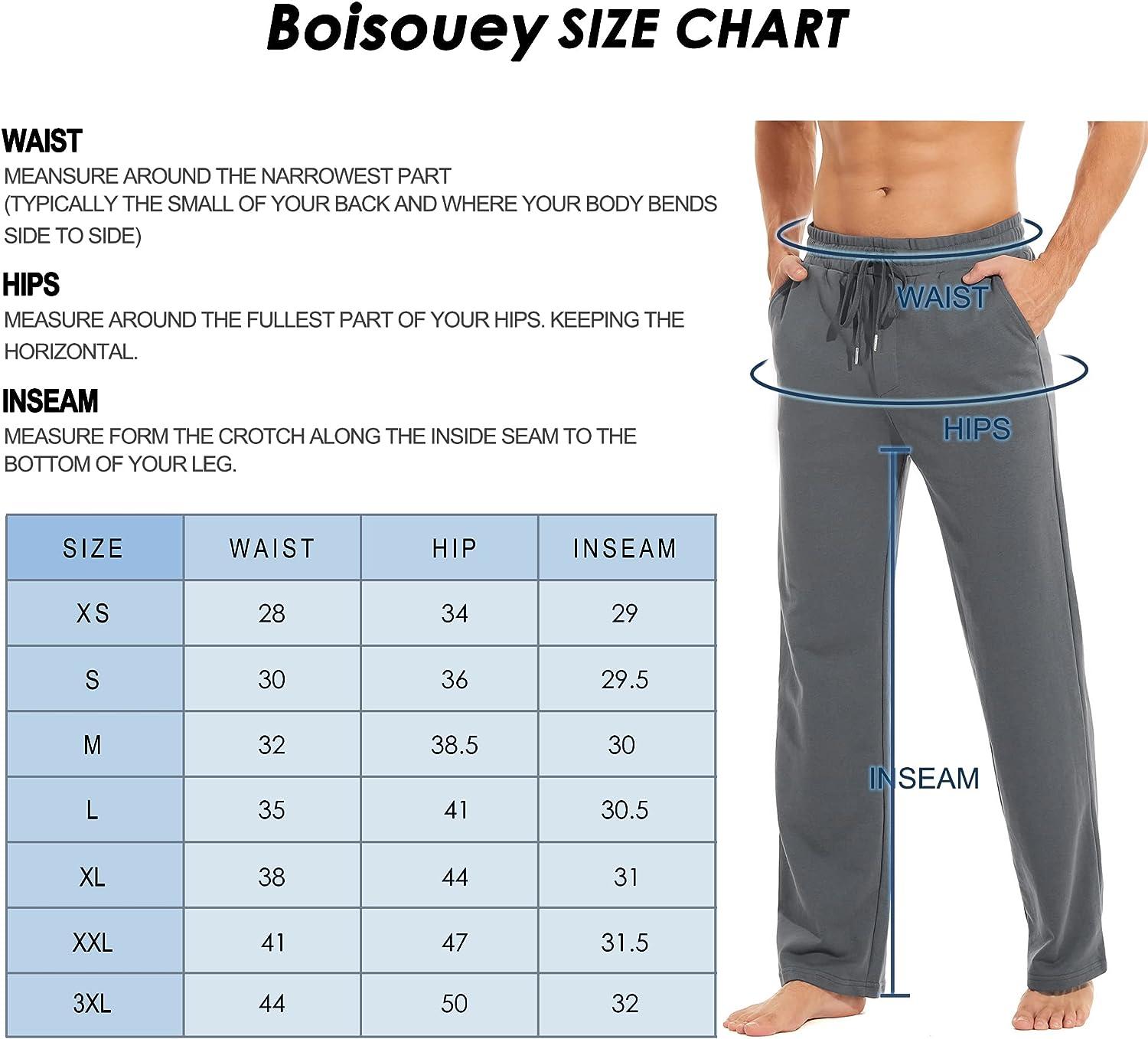 Boisouey Men's Cotton Yoga Sweatpants Open Bottom Joggers Straight
