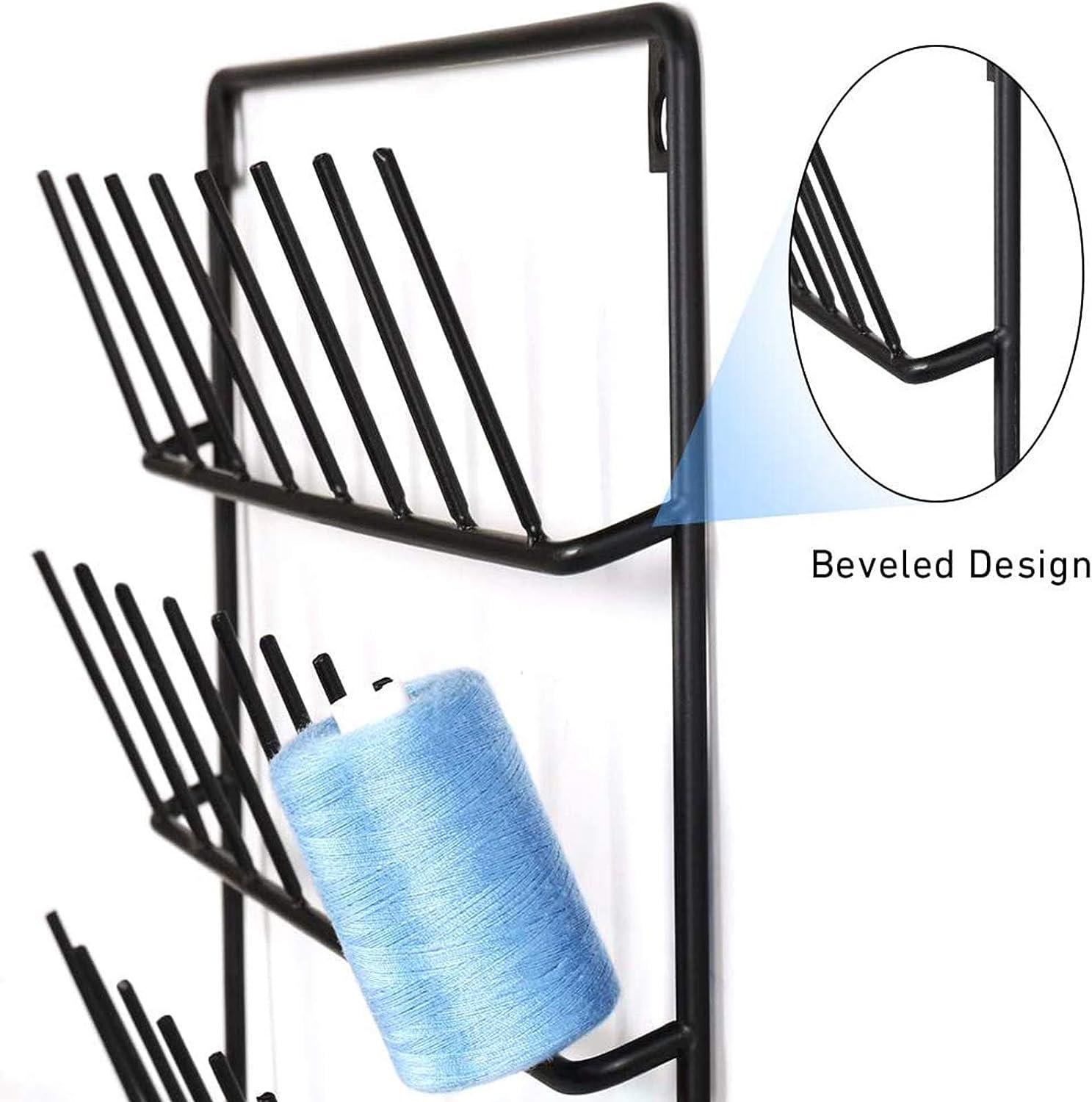 2 Pack 32-Spool Sewing Thread Rack Wall-Mounted Metal Sewing Thread Holder  Black