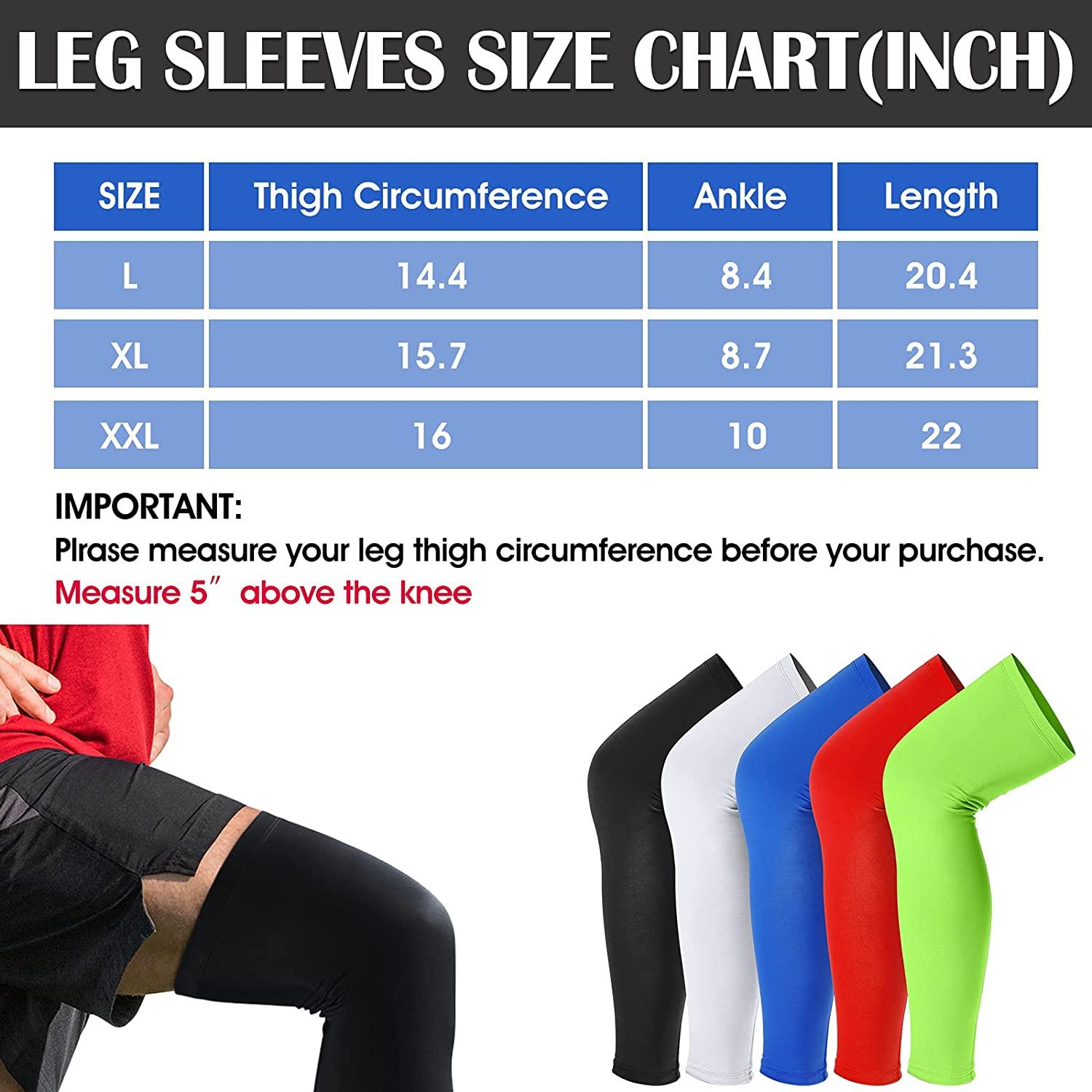 Skylety 4 Pieces Leg Sleeves Cooling Long Sleeves UV Protection for Men  Women Black, White, Red, Navy Blue X-Large