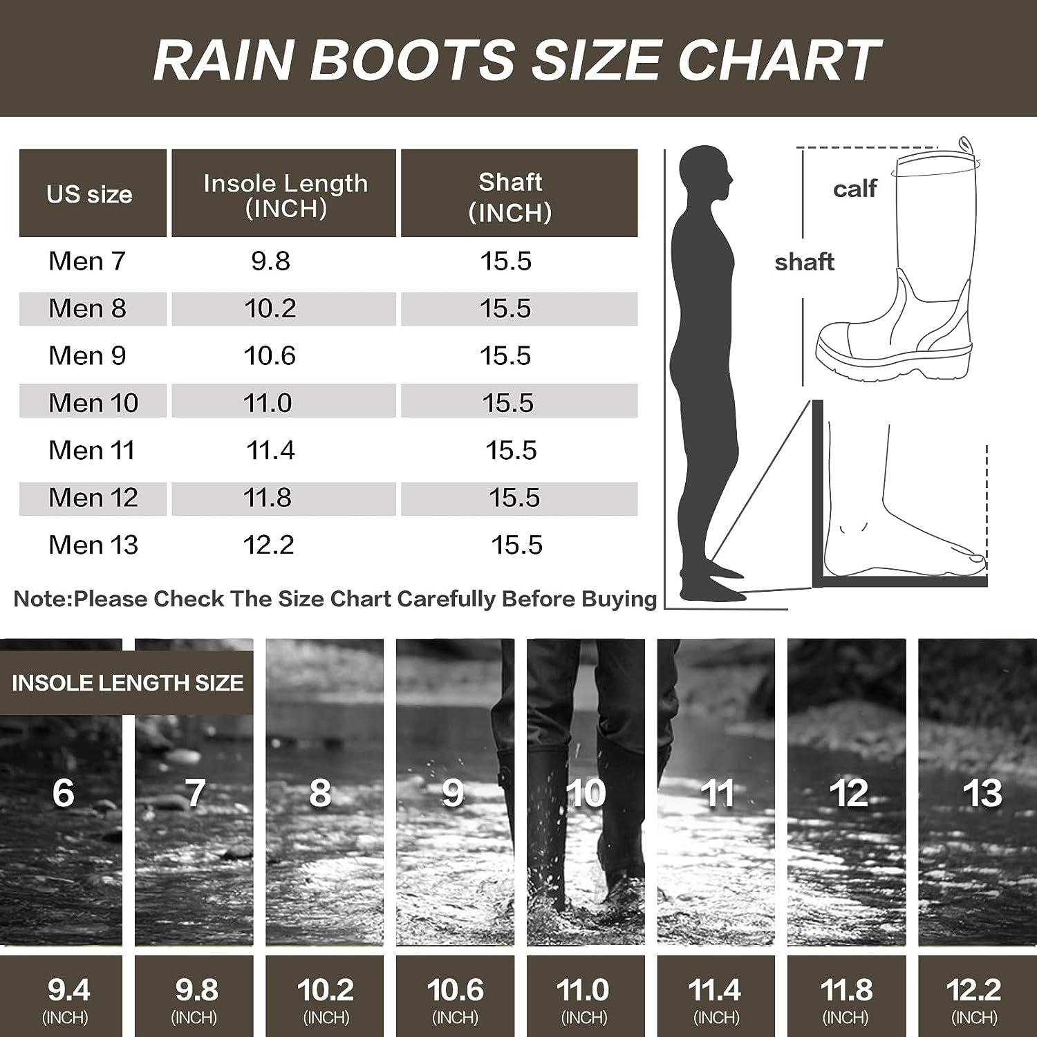 hellorain Rain Boots for Men, 7 mm Neoprene Insulated Rain Boots with Steel  Shank, Waterproof Mid Calf Hunting Boots, Durable Rubber Work Boots for  Farming Gardening Fishing 12 Wide Camo